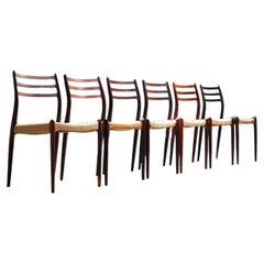 Set of 6 Niels Otto Møller chairs in Wood, Denmark, 1960's