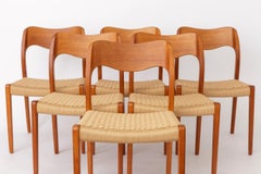 Set of 6 Niels Otto Møller Model 71 Dining Chairs, 1960s, Danish Mid Century Tea