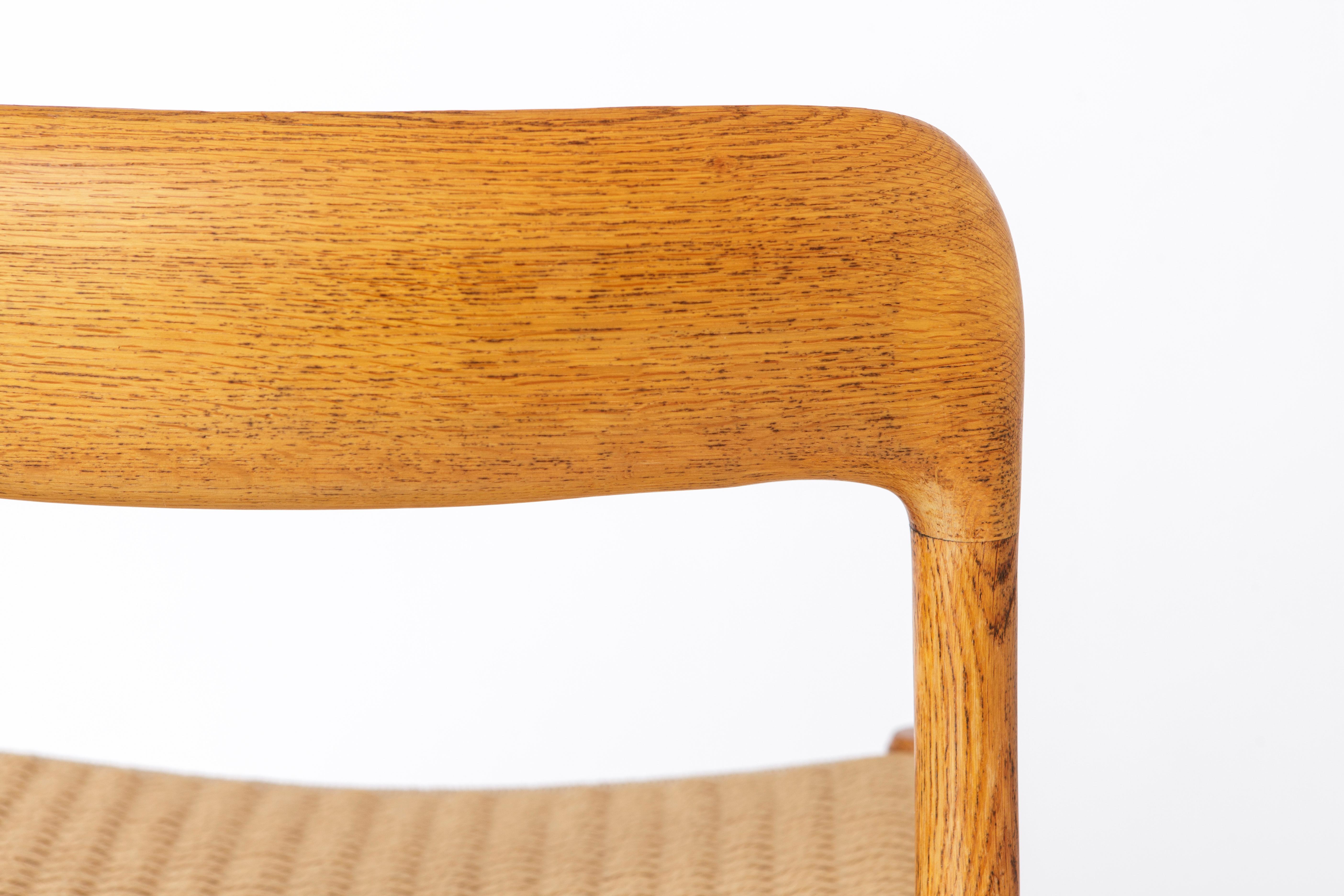 Quercia Set di 6 sedie Niels Otto Møller Model 75  Sedie da pranzo anni '50 in Oak  Vintage in vendita