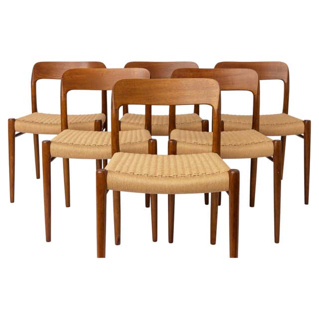 Paper Model Layout J.L. Moller Oak Model 71 Dining Chairs Set of 6 Cord Seats Denmark ...