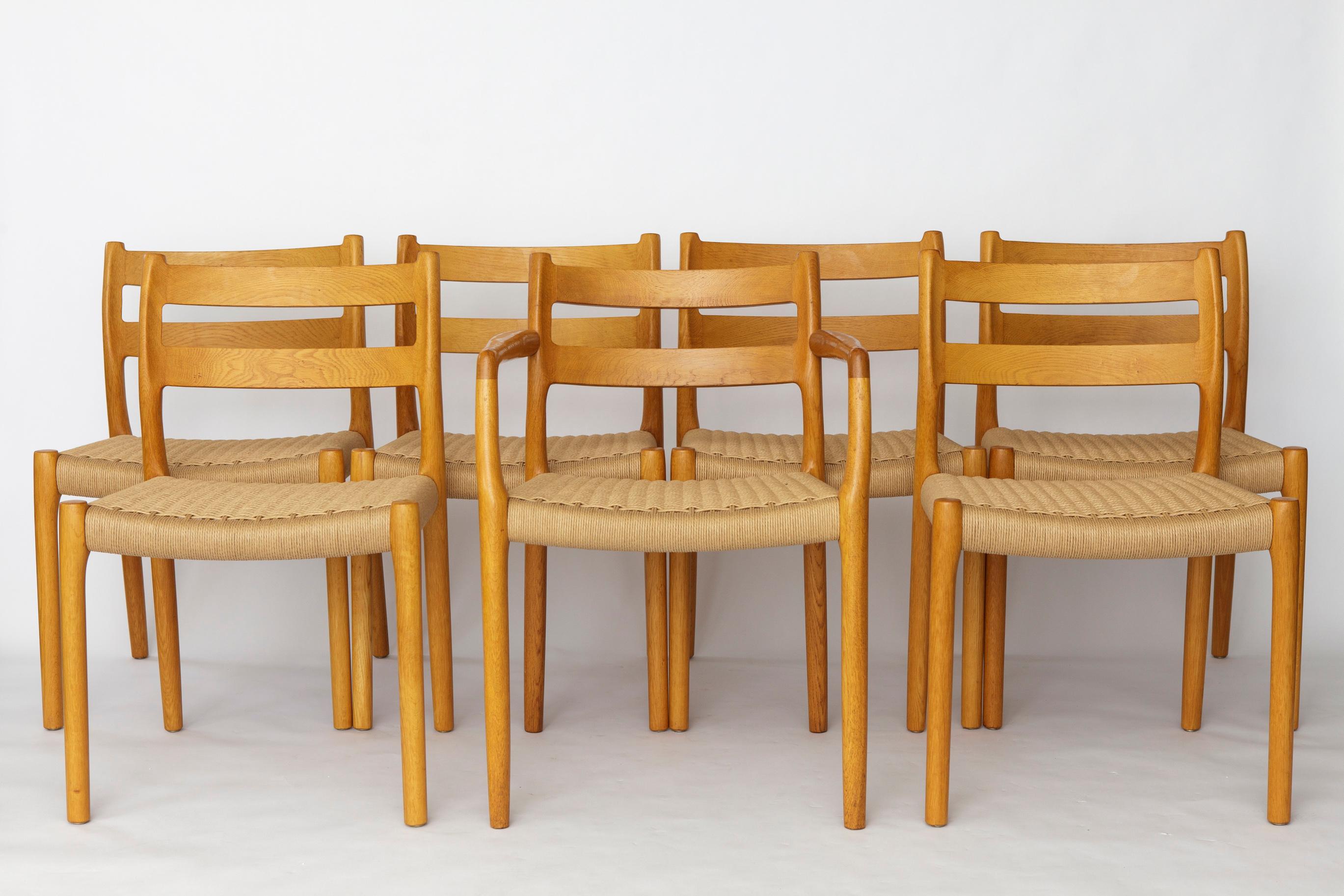 Juego de 6 sillas de comedor Niels Otto Møller Modelo 84 de roble  Danés de mediados de siglo en venta 1