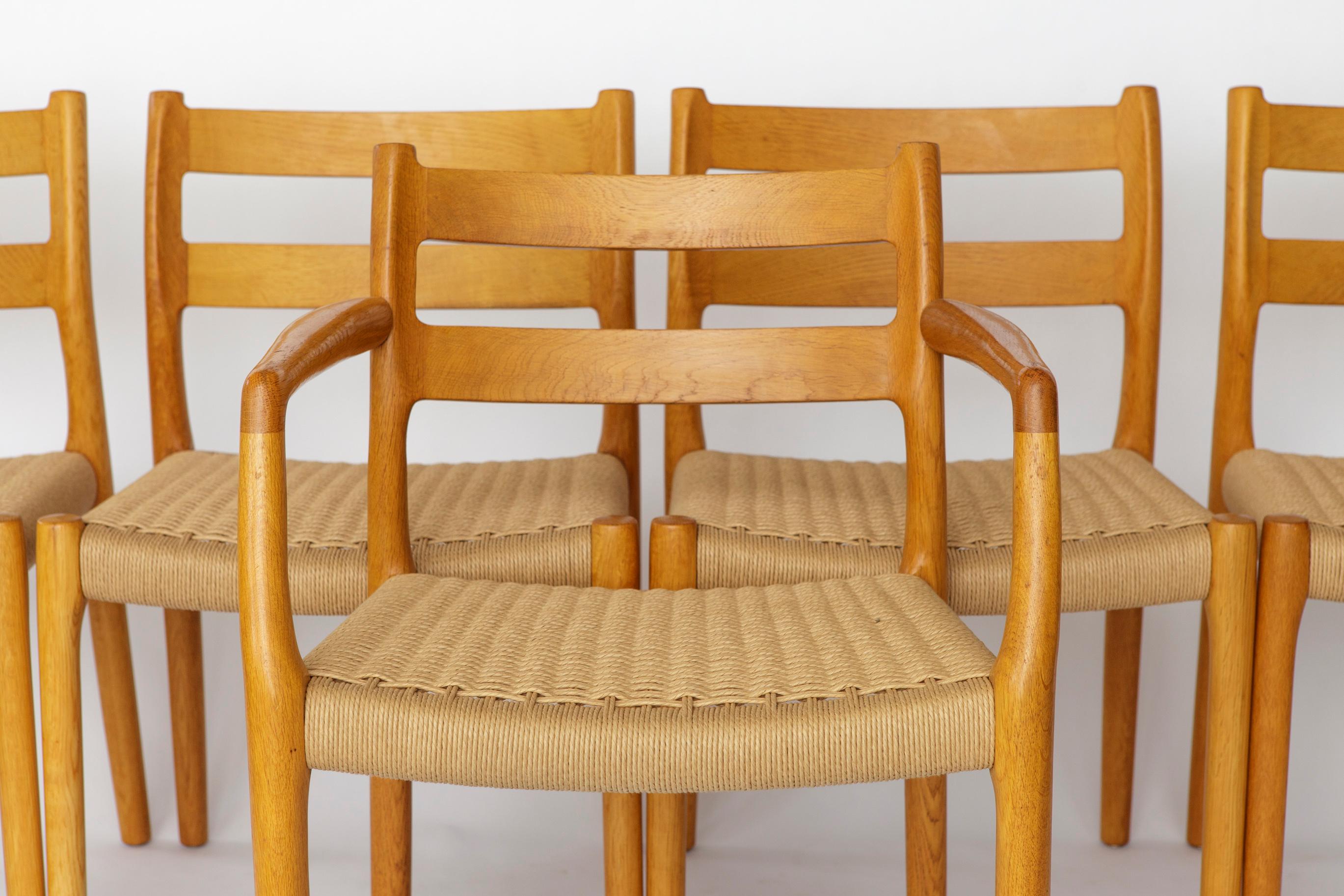 Juego de 6 sillas de comedor Niels Otto Møller Modelo 84 de roble  Danés de mediados de siglo en venta 2