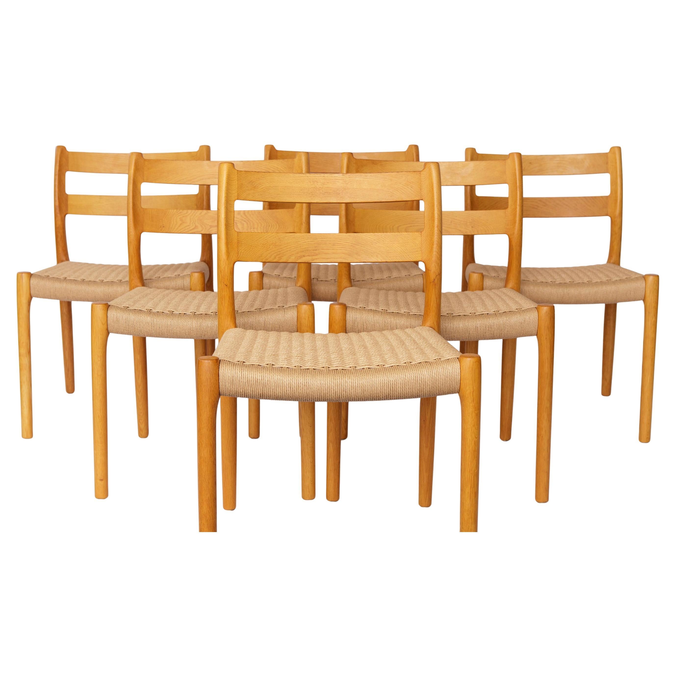Juego de 6 sillas de comedor Niels Otto Møller Modelo 84 de roble  Danés de mediados de siglo en venta