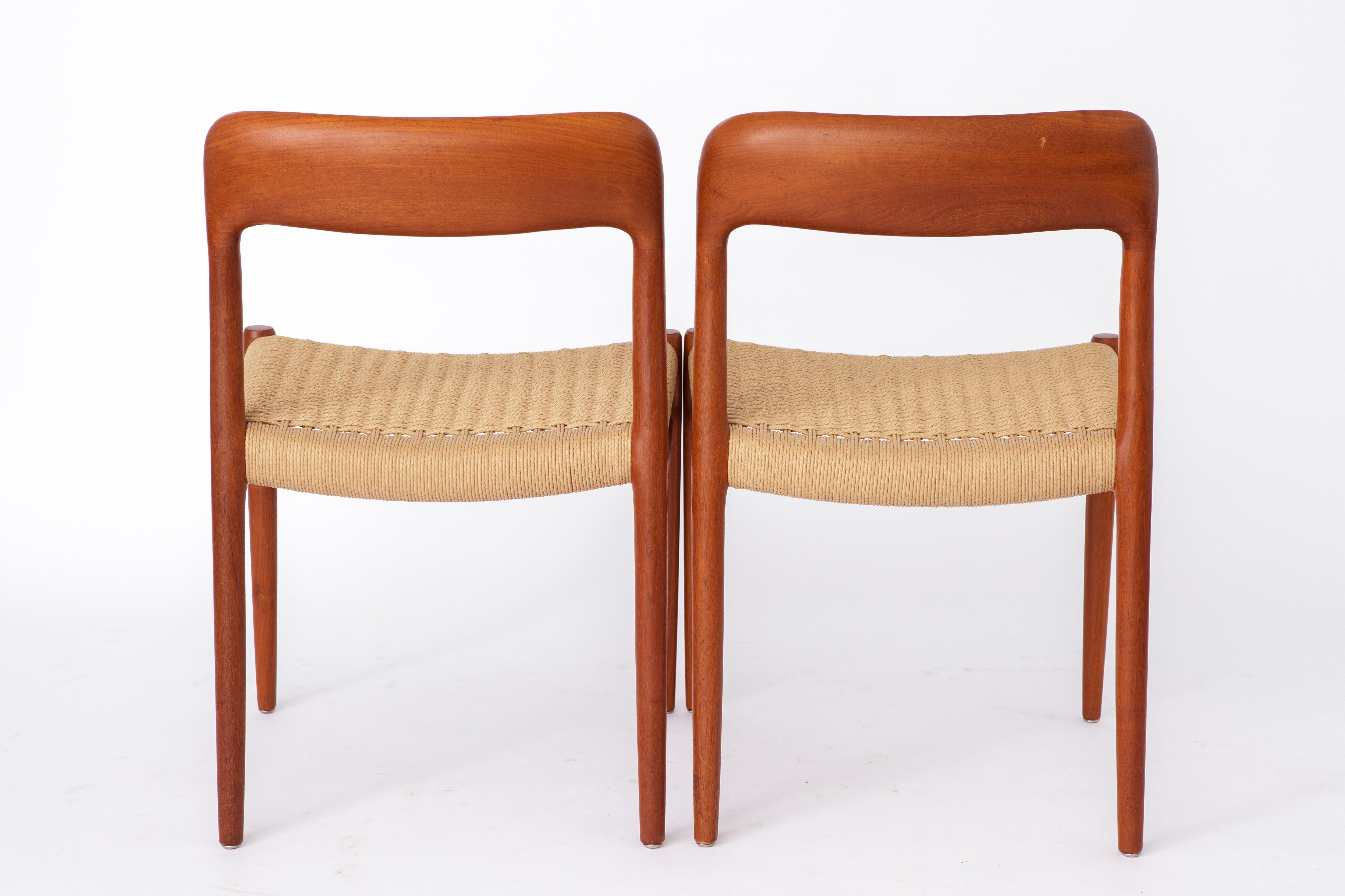 Set of 6 Niels Otto Moller Model 75 Dining Chairs, 1950s – Restored Teak & Renew Teca en venta