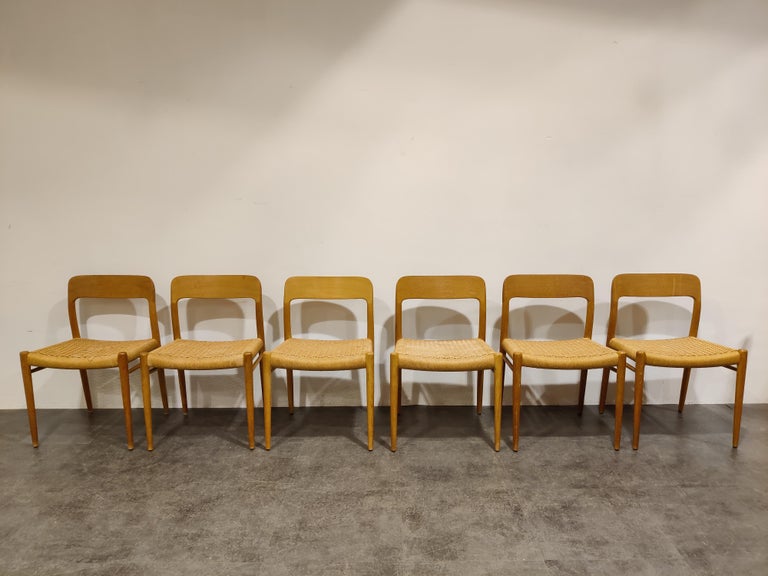 Set of 6 Niels Otto Moller Model 75 Dining Chairs, 1960s at 1stDibs