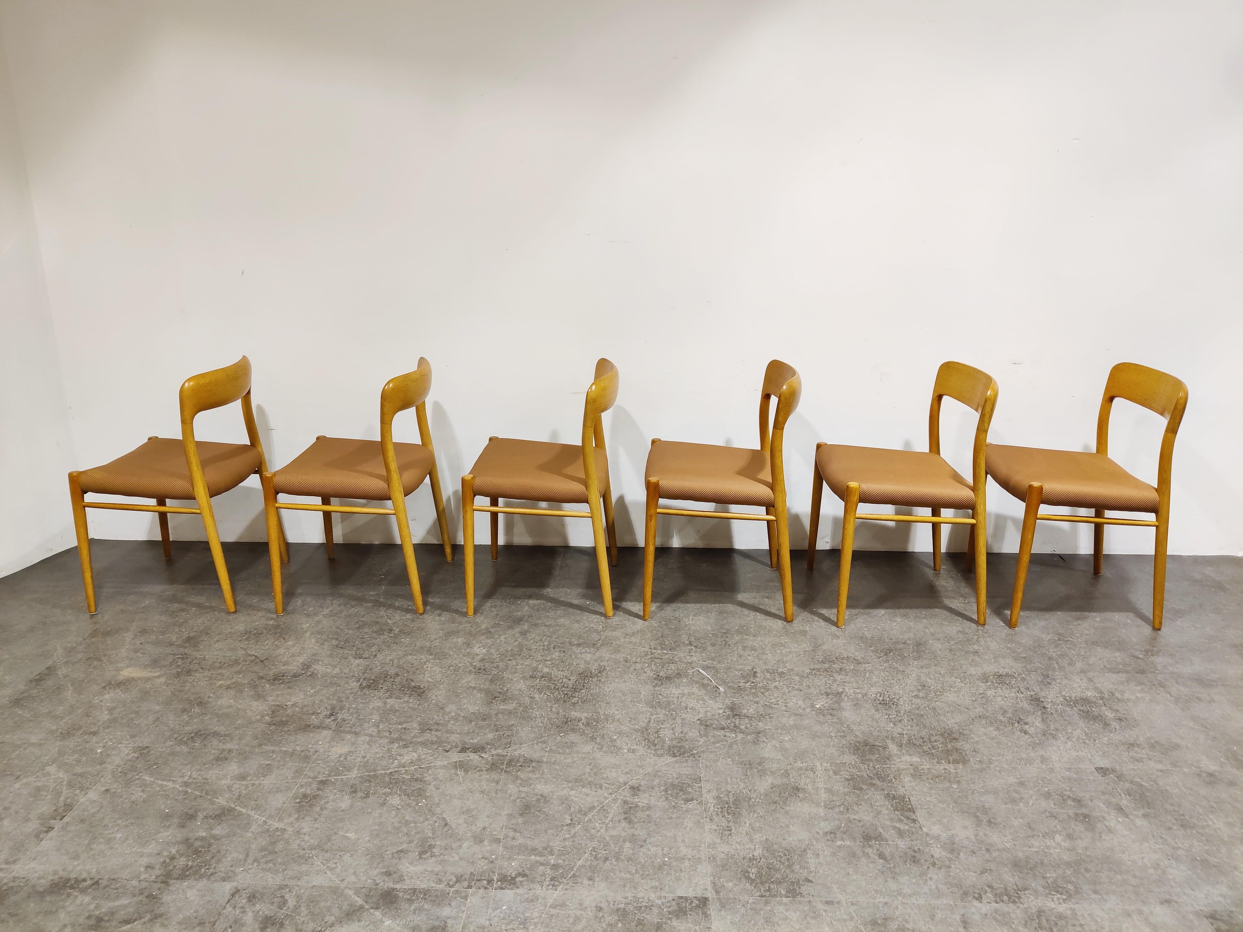 Danish Set of 6 Niels Otto Moller Model 75 Dining Chairs, 1960s