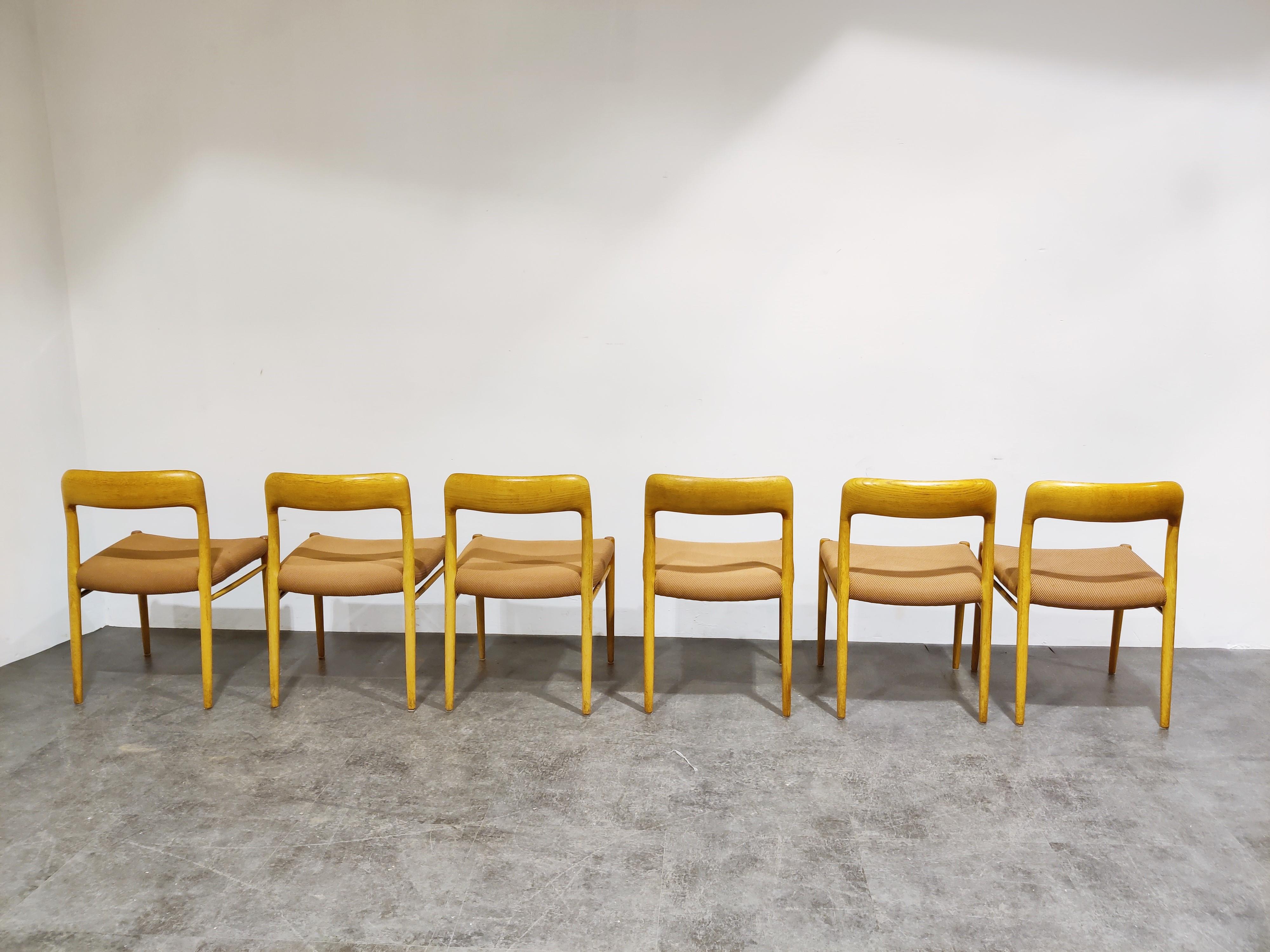 Set of 6 Niels Otto Moller Model 75 Dining Chairs, 1960s In Good Condition In HEVERLEE, BE