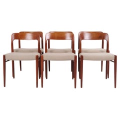 Set di 6 N.A. Sedie da pranzo Møller Model 75 in teak massiccio