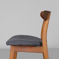 Set of 6 nordic chairs in grey fabric, Hans J. Wegner, 1960
