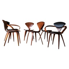 Set of 6 Norman Cherner for Plycraft Walnut Pretzel Dining Chairs