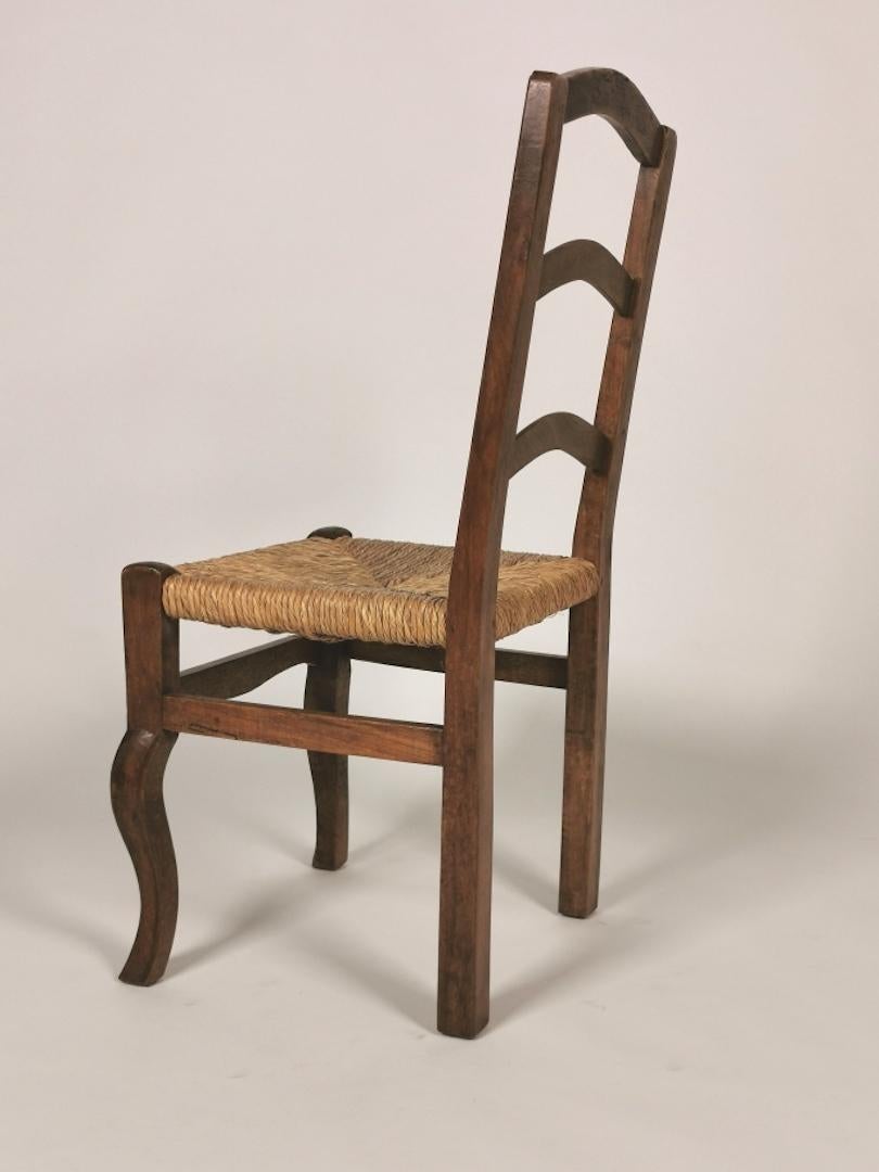Set of 6 North Italian Walnut & Rush Dining Chairs, 19th Century 6