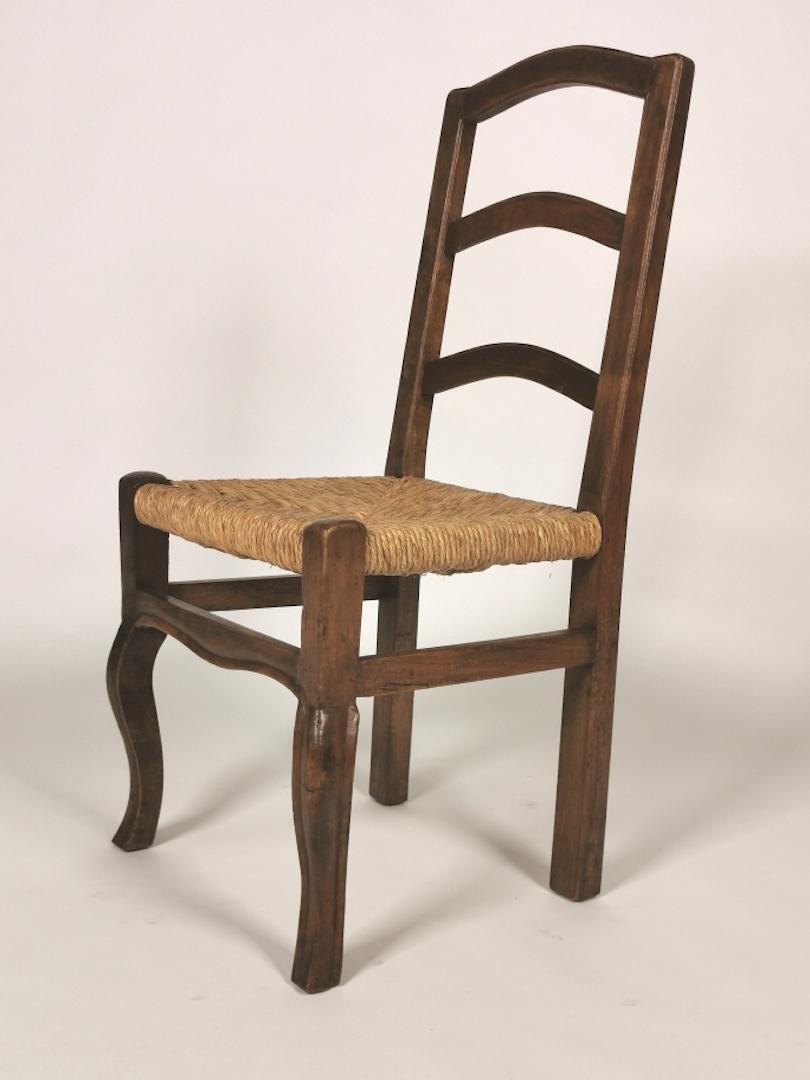 Set of 6 North Italian Walnut & Rush Dining Chairs, 19th Century 7