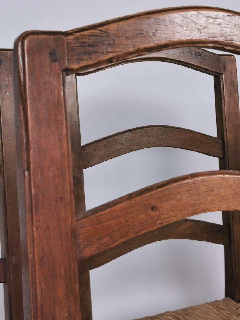 Set of 6 North Italian Walnut & Rush Dining Chairs, 19th Century 10