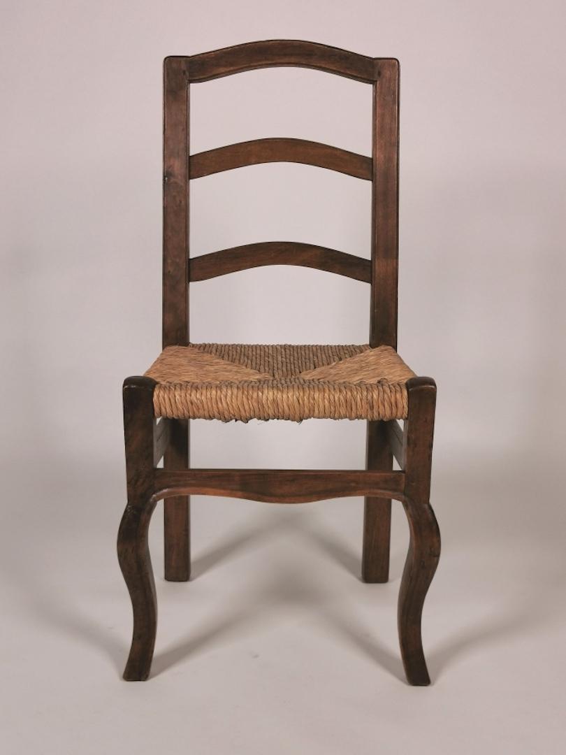 Set of 6 North Italian Walnut & Rush Dining Chairs, 19th Century 2