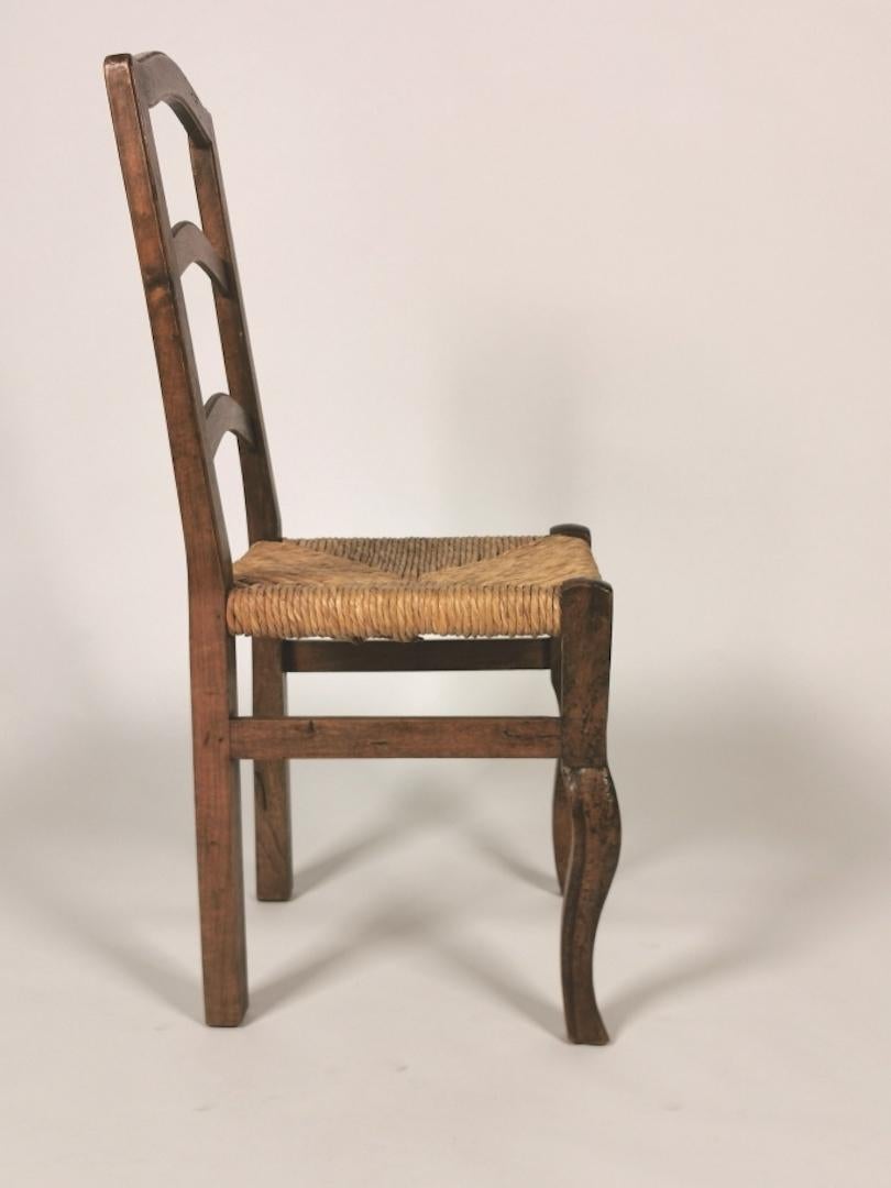 Set of 6 North Italian Walnut & Rush Dining Chairs, 19th Century 3