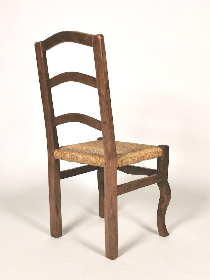 Set of 6 North Italian Walnut & Rush Dining Chairs, 19th Century 4