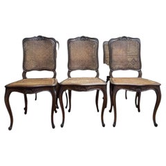 Set of 6 oak and caned chairs Louis XV style