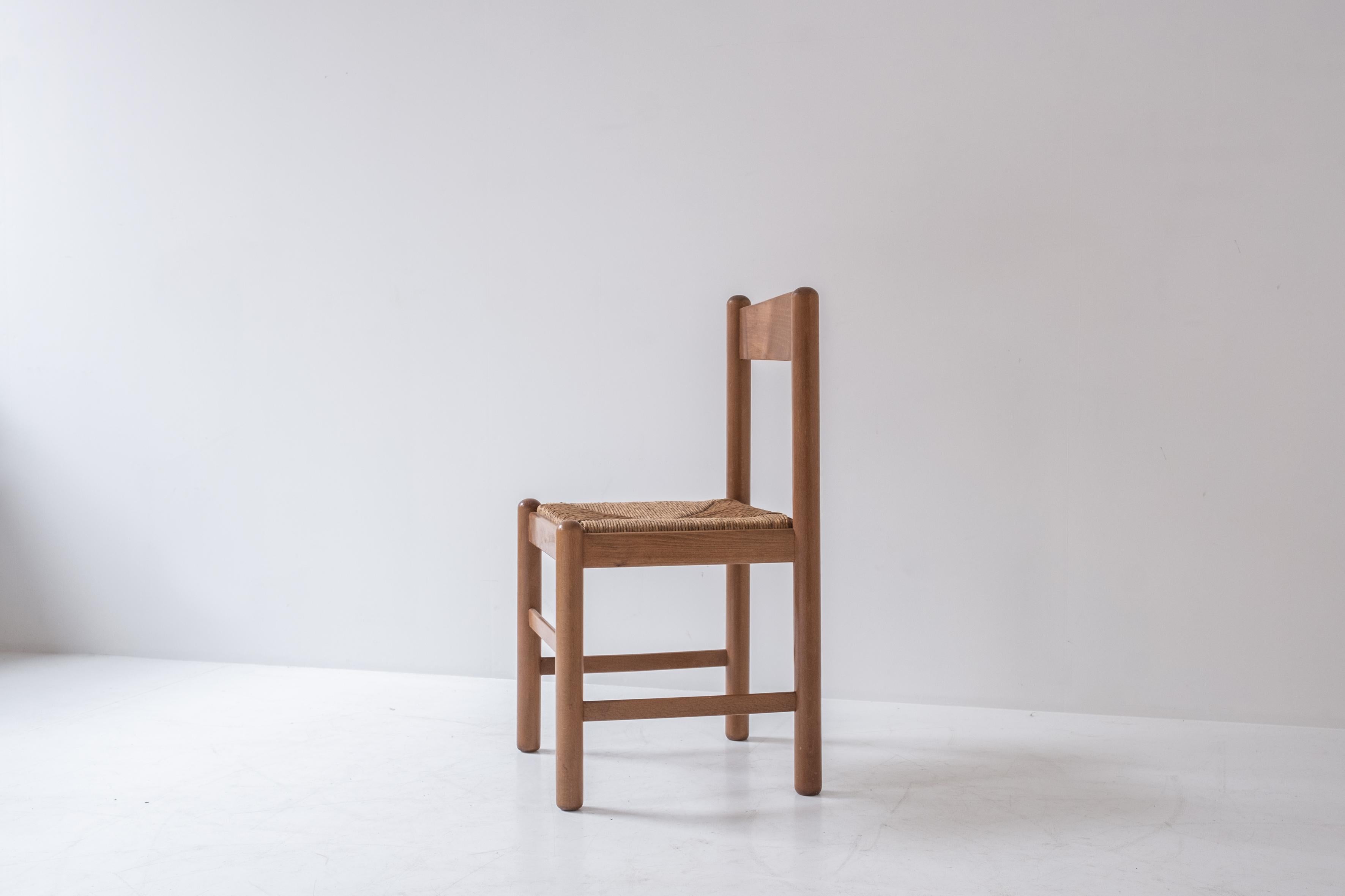 Set of 6 Oak and Papercord Chairs from France, Designed in the, 1960s 4