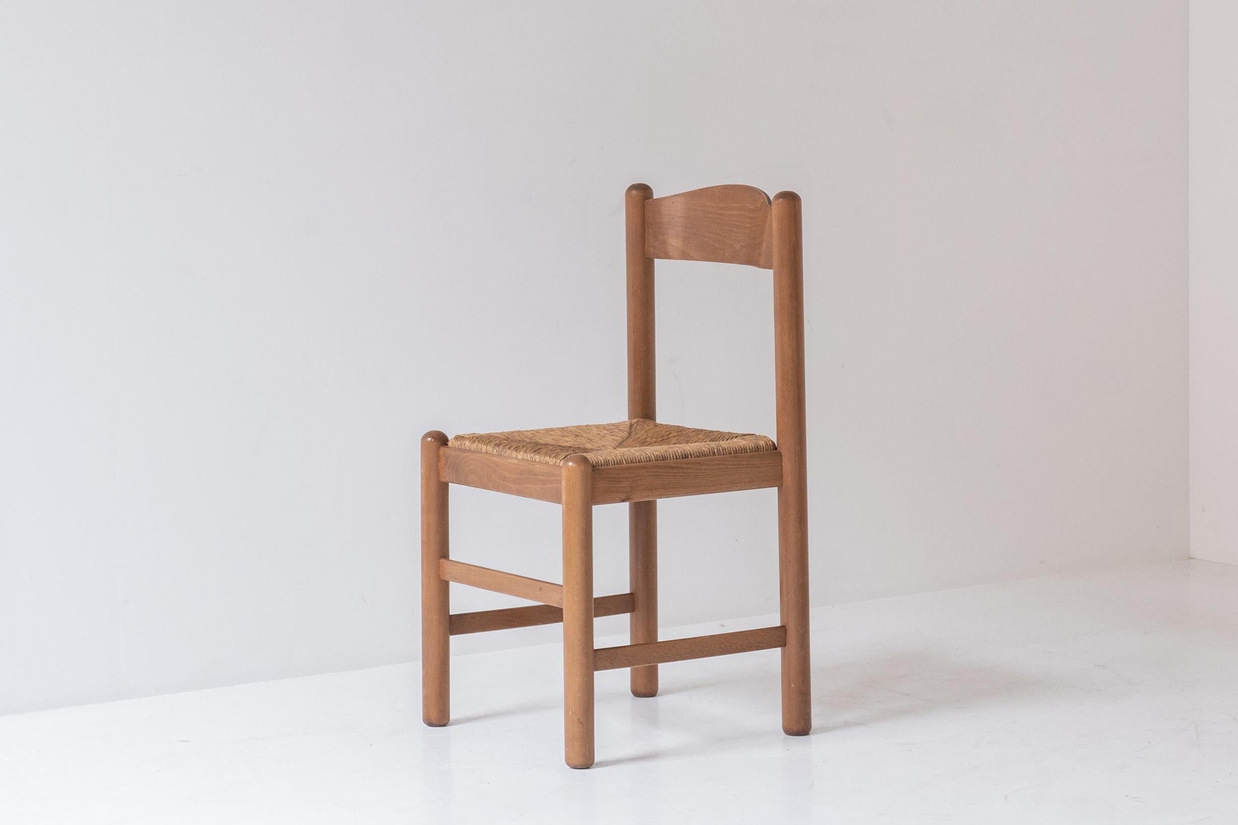 Set of 6 Oak and Papercord Chairs from France, Designed in the, 1960s 9