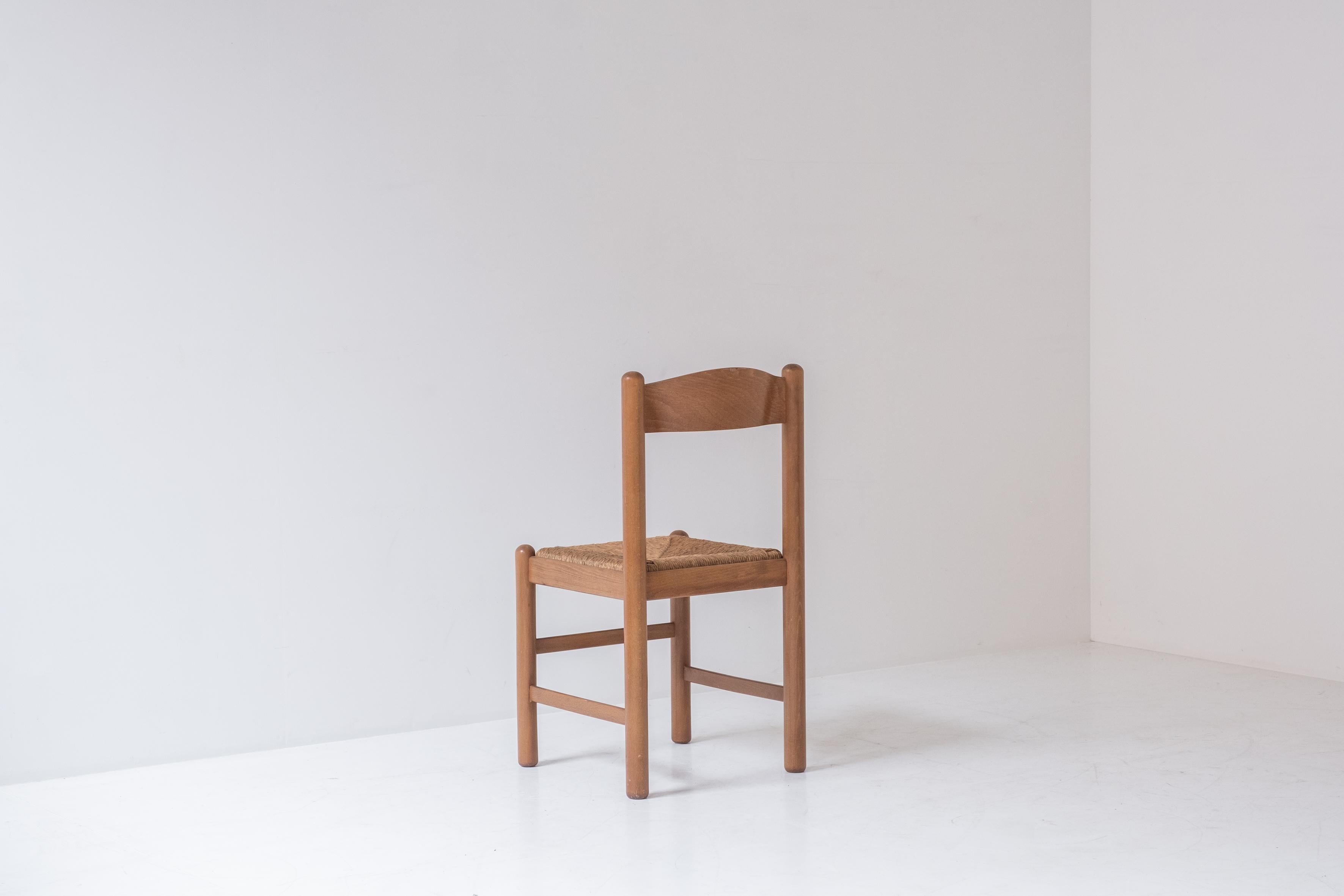 Set of 6 Oak and Papercord Chairs from France, Designed in the, 1960s In Good Condition In Antwerp, BE