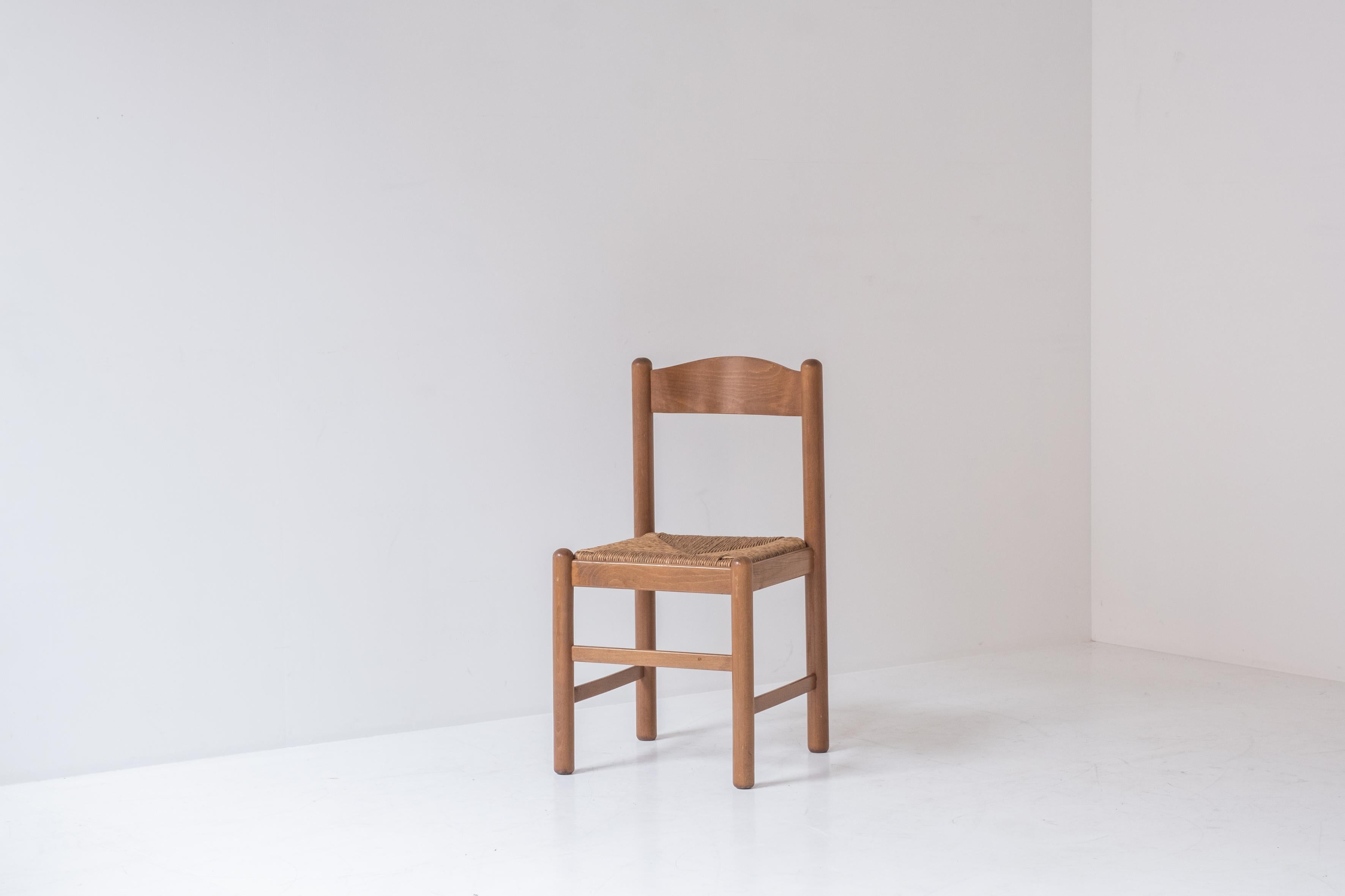 Mid-20th Century Set of 6 Oak and Papercord Chairs from France, Designed in the, 1960s