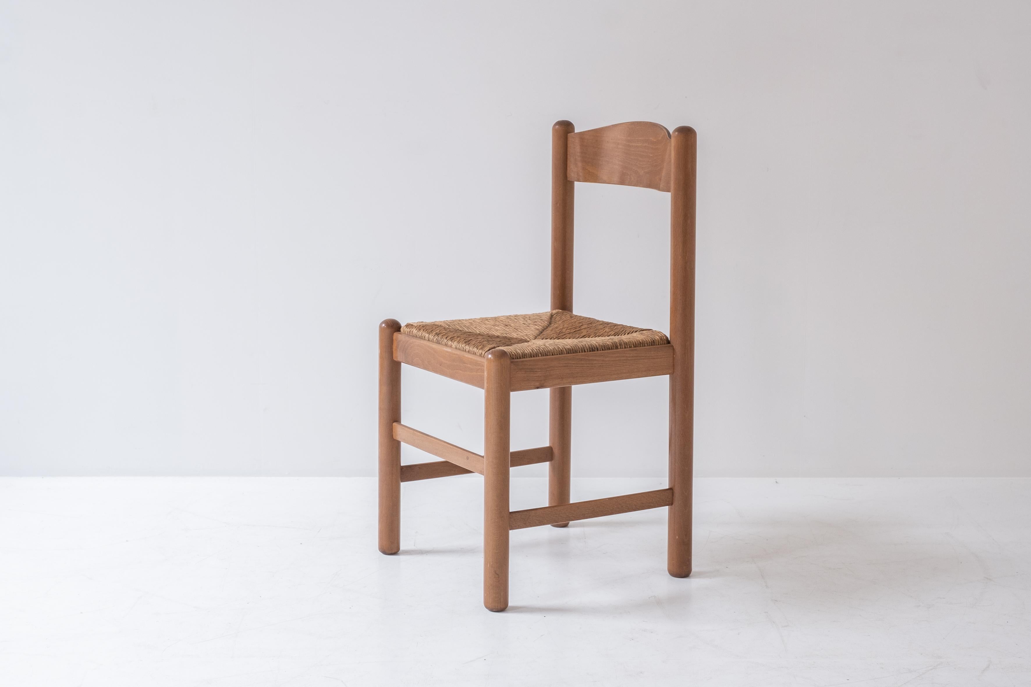Set of 6 Oak and Papercord Chairs from France, Designed in the, 1960s 2