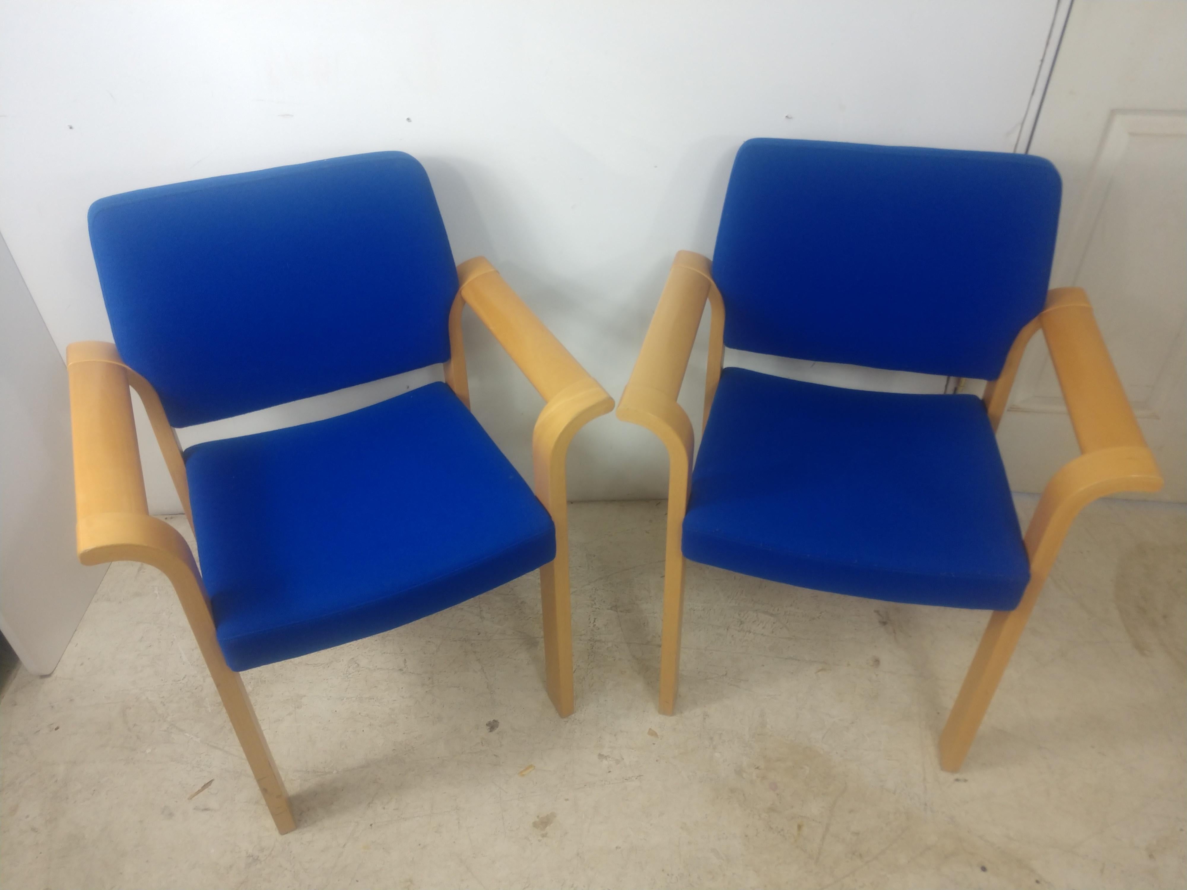 Fabric Set of 6 Oak Bentwood Mid-century Dining Chairs Rud Thygesen & Johnny Sorensen For Sale