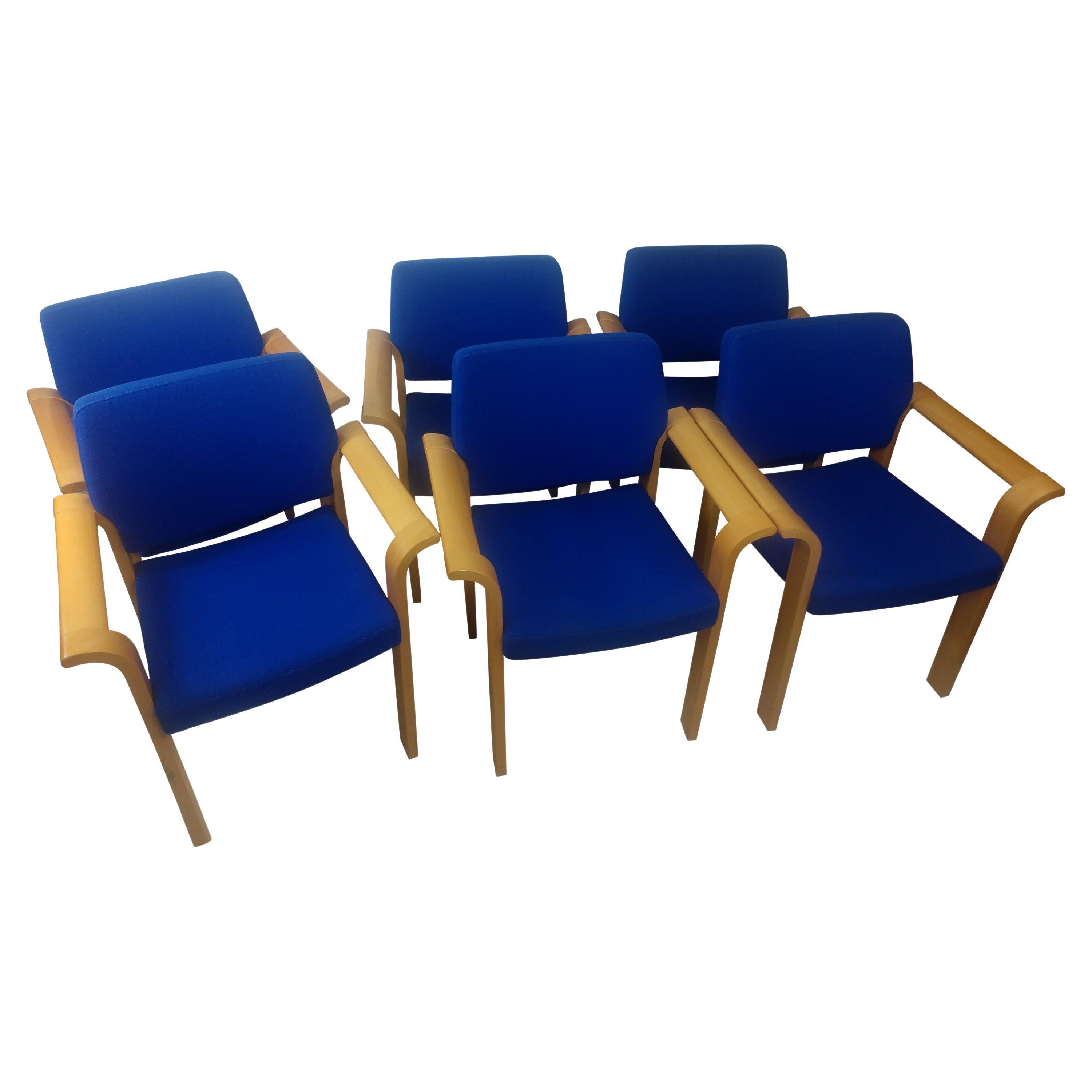 Set von 6 Bugholz-Esszimmerstühlen aus Eiche Mid Century Rud Thygesen & Johnny Sorensen