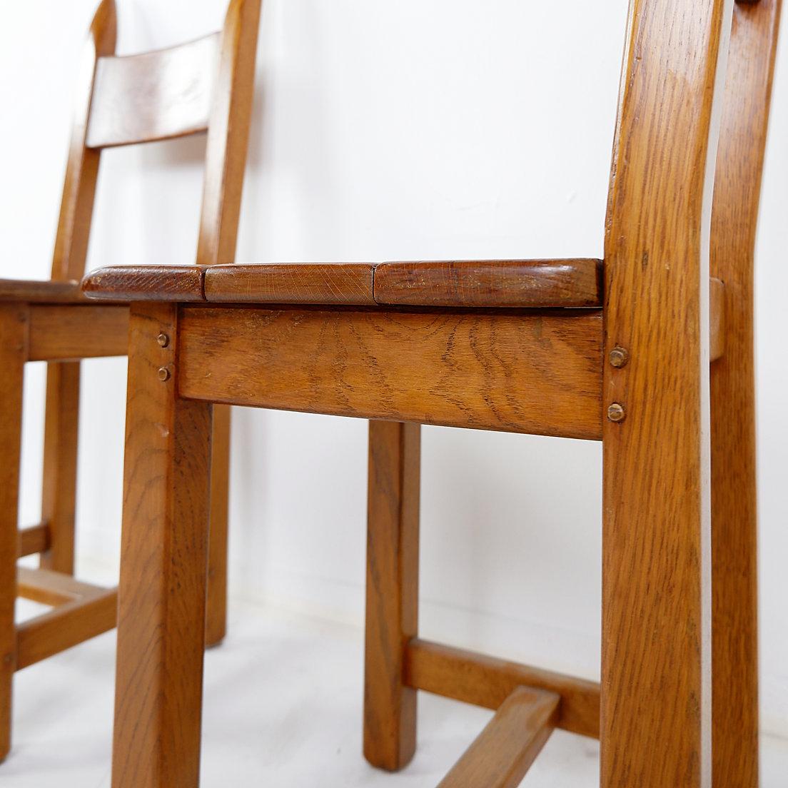 Set of 6 Oak Brutalist Chairs - 1970s In Good Condition For Sale In Linkebeek, BE