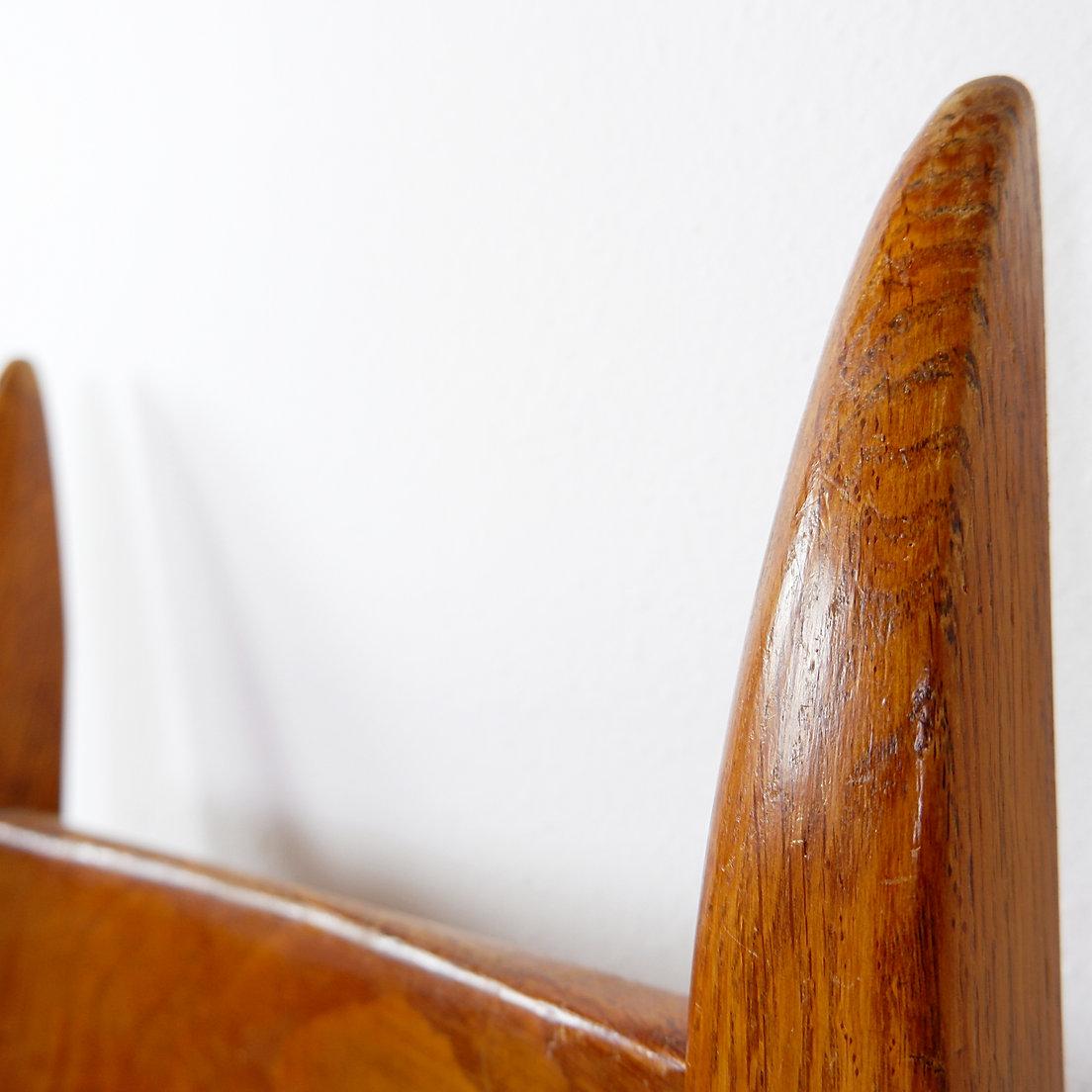 Wood Set of 6 Oak Brutalist Chairs - 1970s For Sale