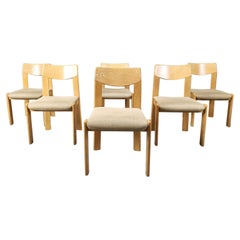 Ensemble de 6 chaises de salle à manger brutaliste en Oak, 1970