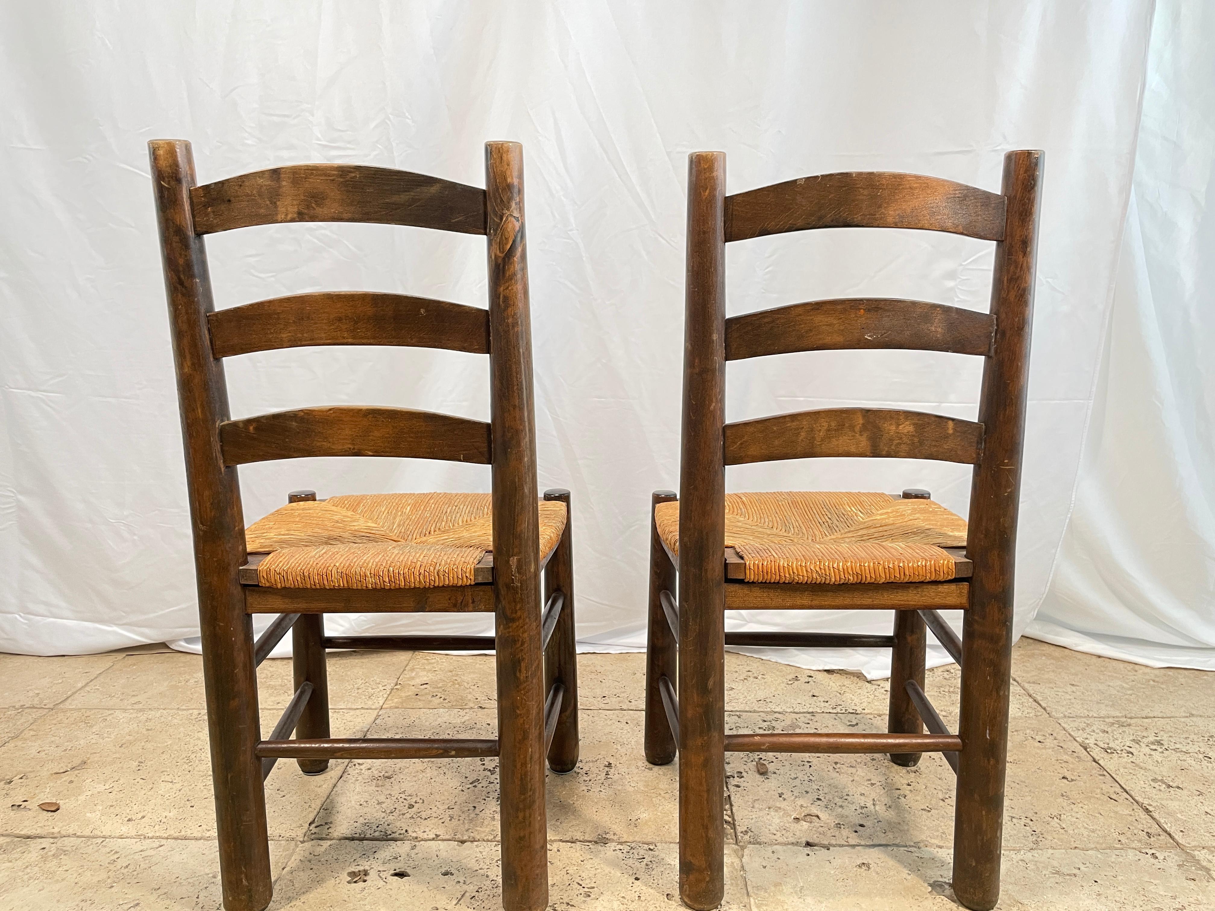 Set of 6 Oak Chairs 1960 in  Charlotte Perriand Style 13