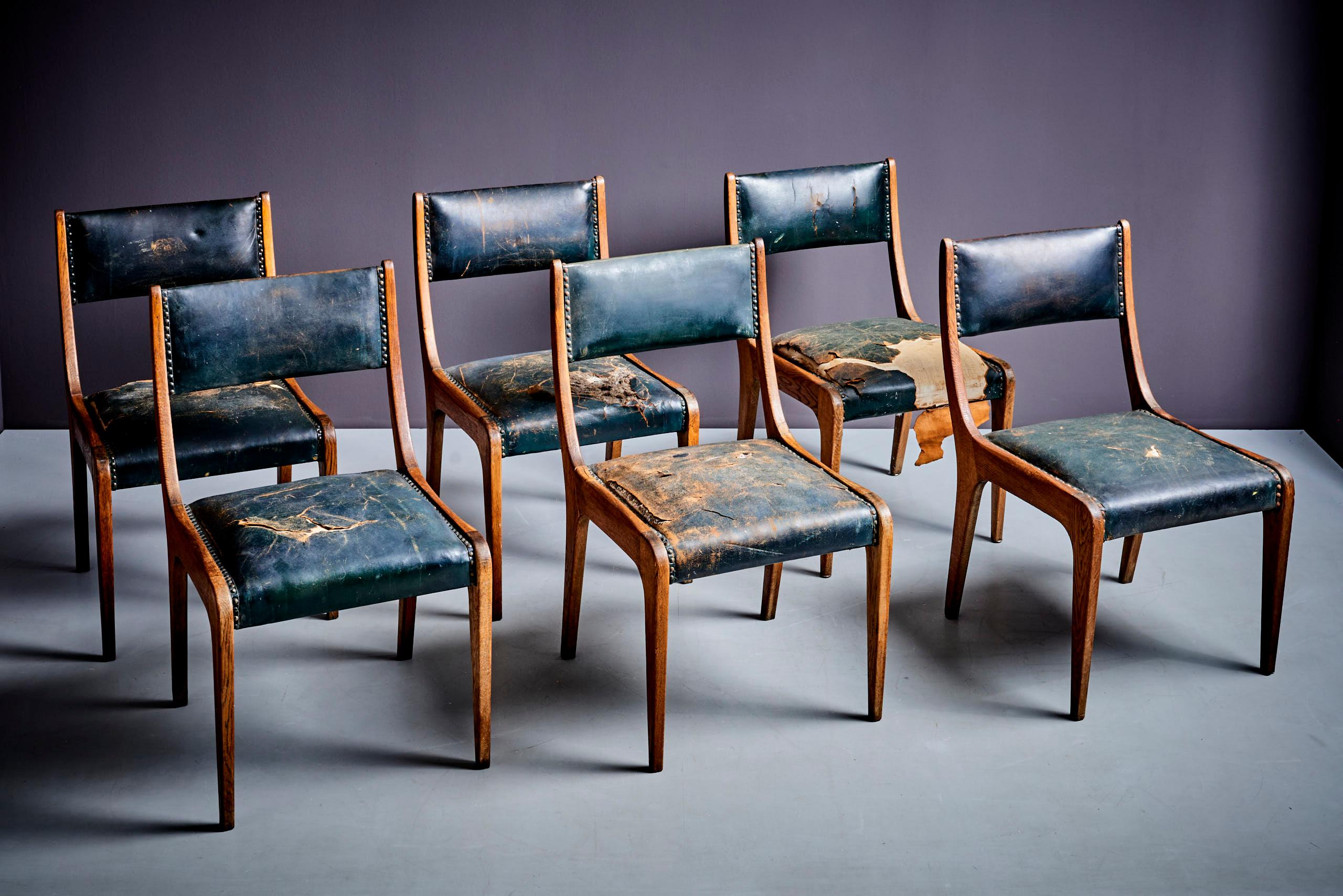 Ensemble de 6 chaises en chêne de Johannes Krahn, intérieur original du Bundestag en vente 2