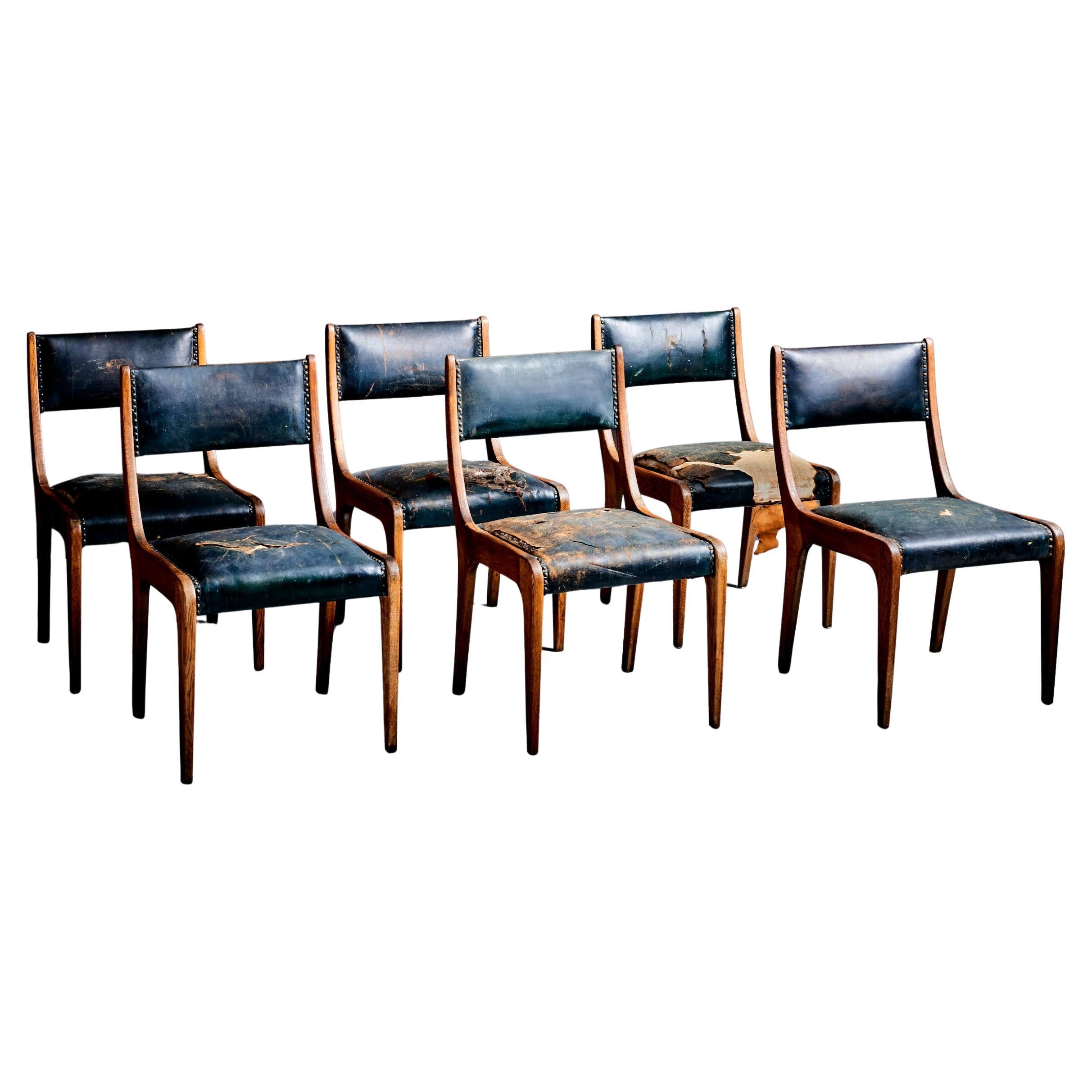 Conjunto de 6 sillas de roble de Johannes Krahn, interior original del Bundestag