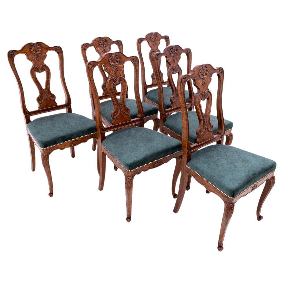 Set of 6 oak chairs, Western Europe. For Sale