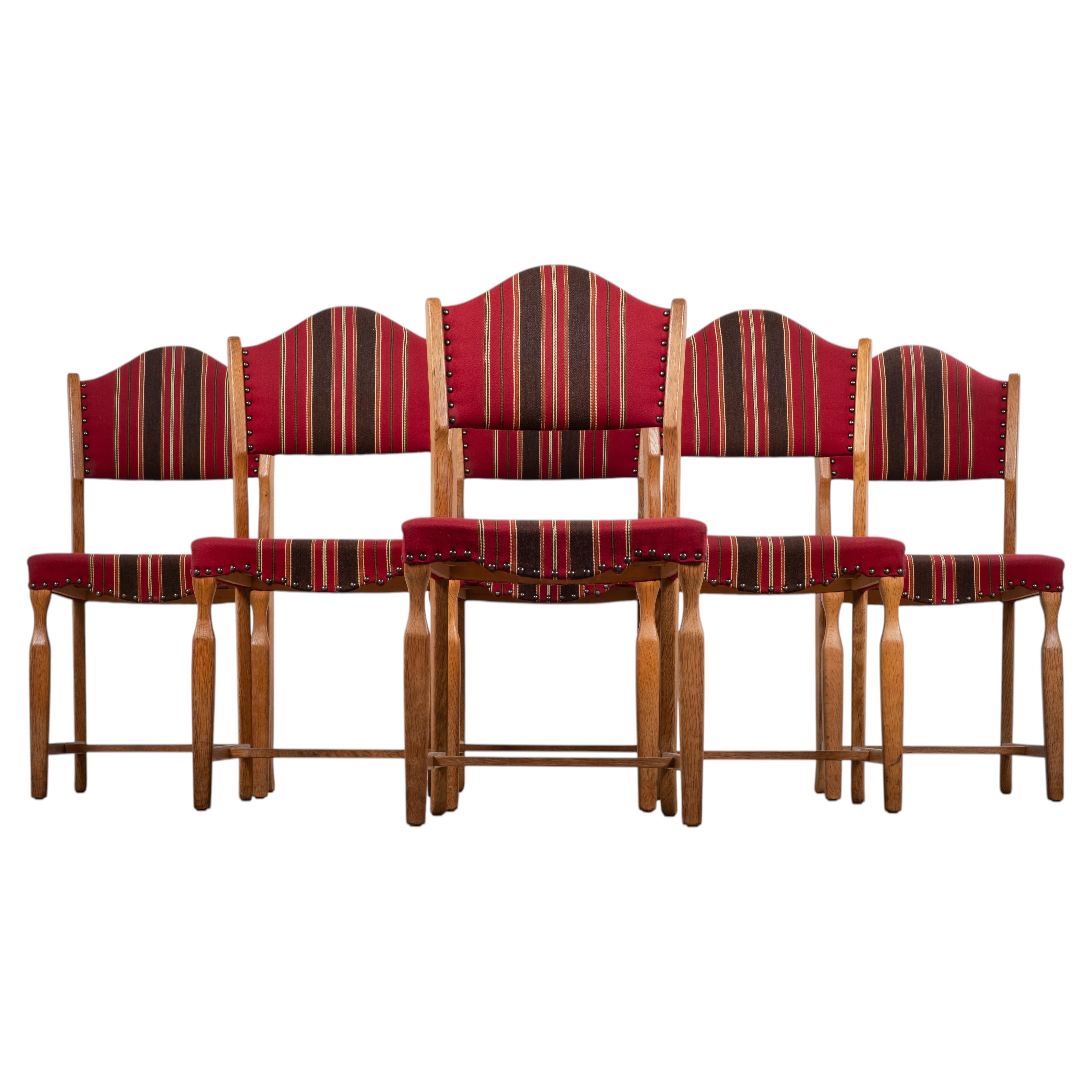 Set of 6 Oak Dining Chairs Attributed to Henning Kjærnulf, Denmark, 1960s