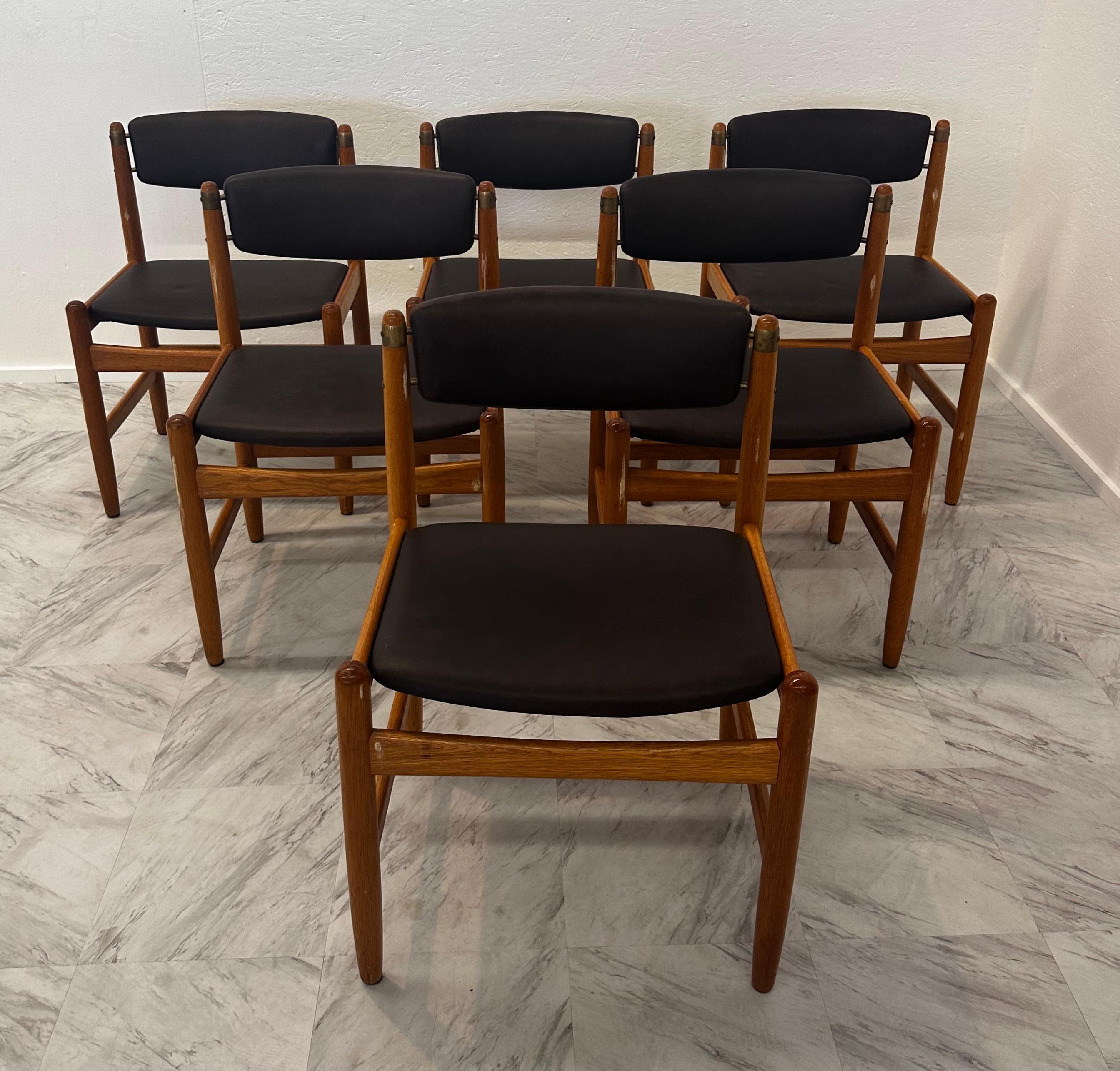 Suédois Ensemble de 6 chaises de salle à manger en Oak par Børge Mogensen pour Karl Andersson & Söner, années 1950 en vente