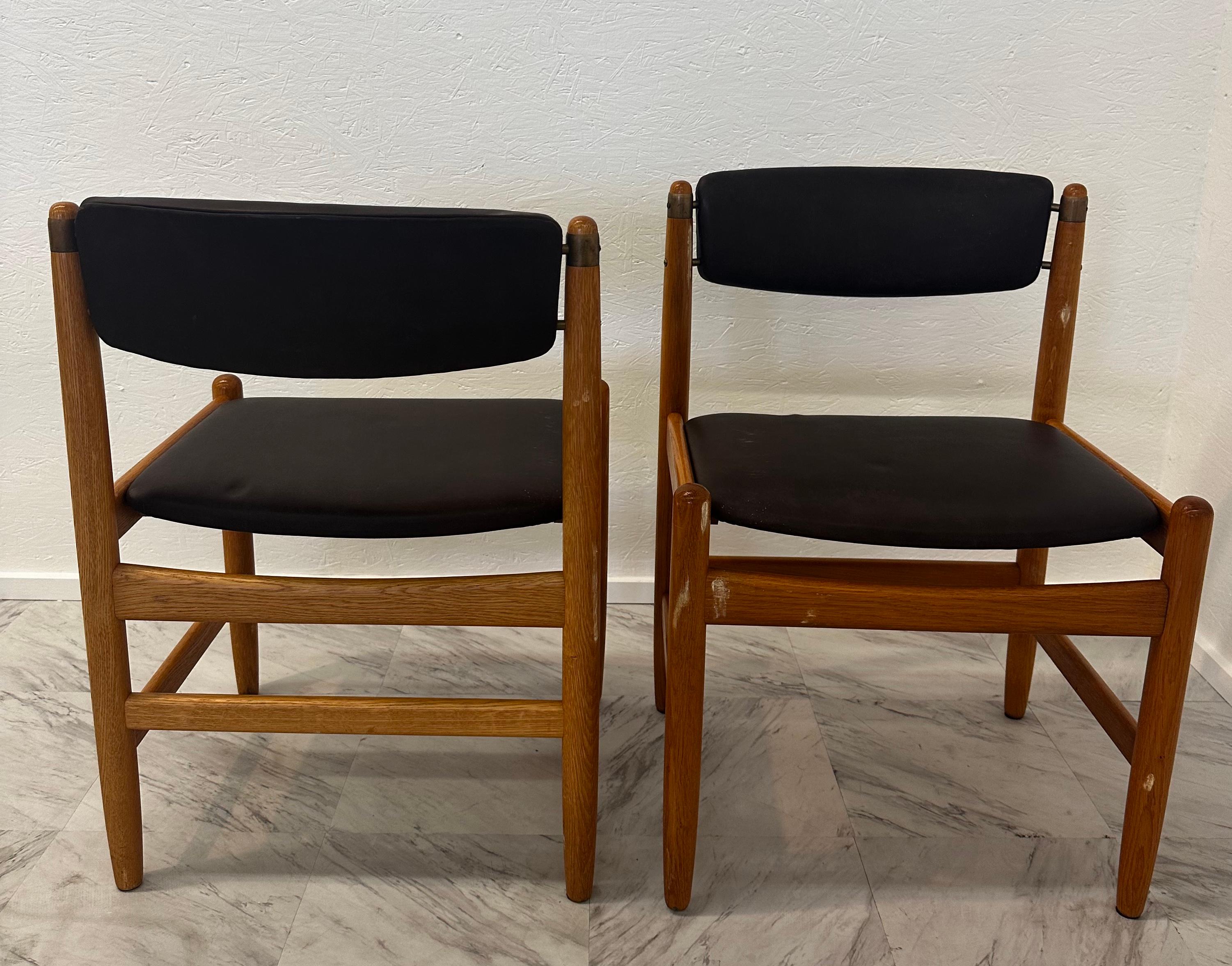 Brass Set of 6 Oak Dining Chairs by Børge Mogensen for Karl Andersson & Söner, 1950s For Sale