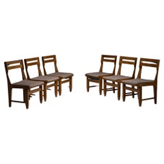 Set of '6' Oak Dining Chairs by Guillerme et Chambron France circa 1960