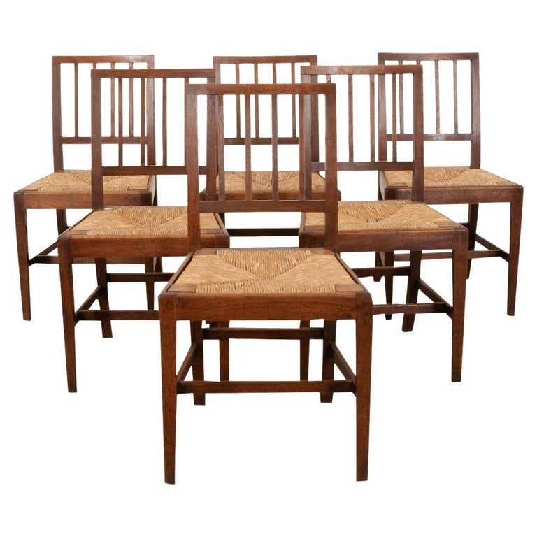 Set of 6 Oak Dining Chairs For Sale at 1stDibs