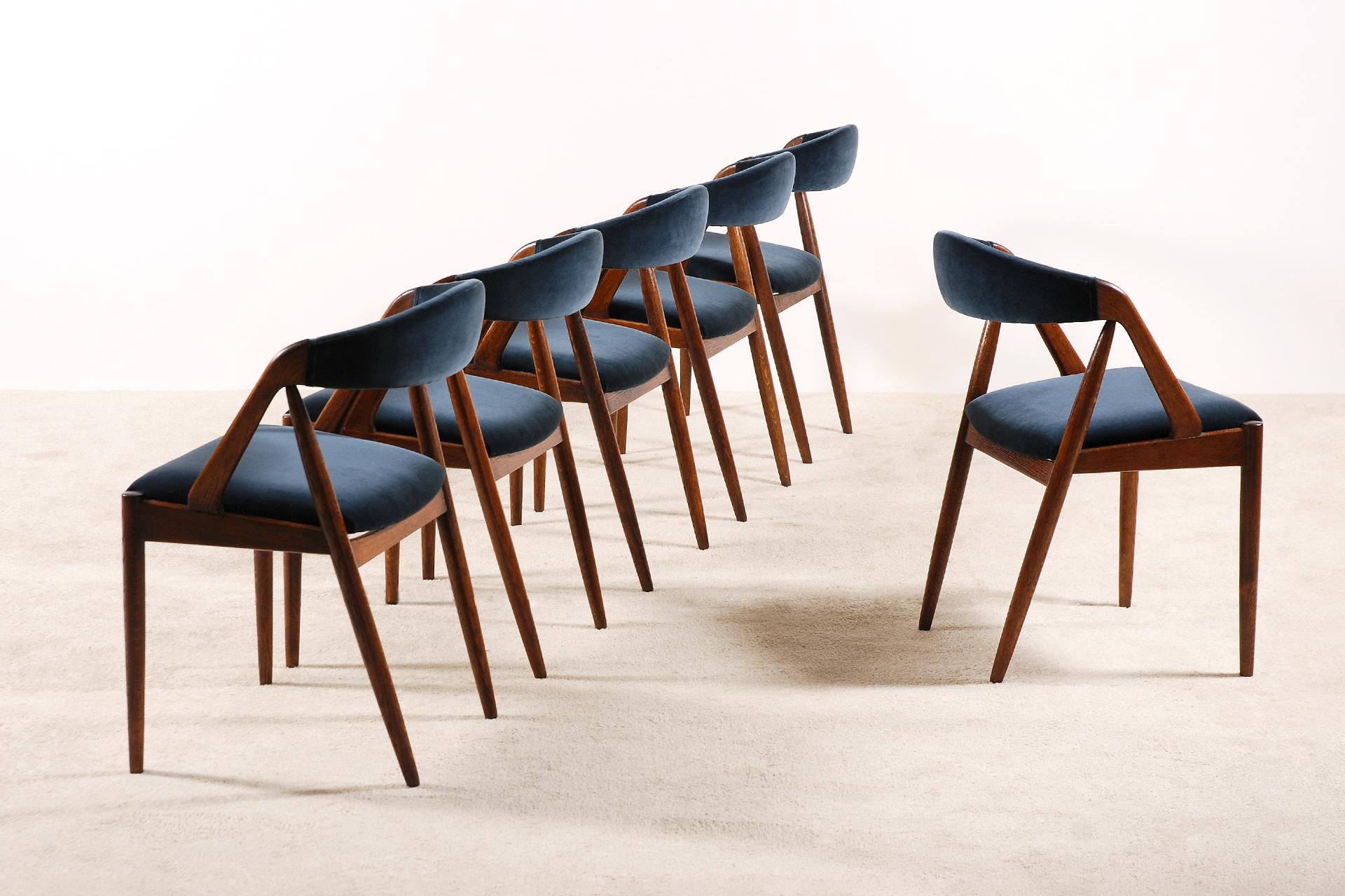 Danish Set of 6 Oak Dinning Chairs by Kai Kristiansen, 1960s