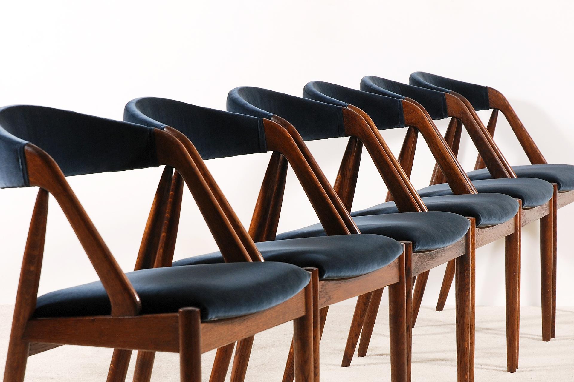 Set of 6 Oak Dinning Chairs by Kai Kristiansen, 1960s In Excellent Condition In Paris, FR