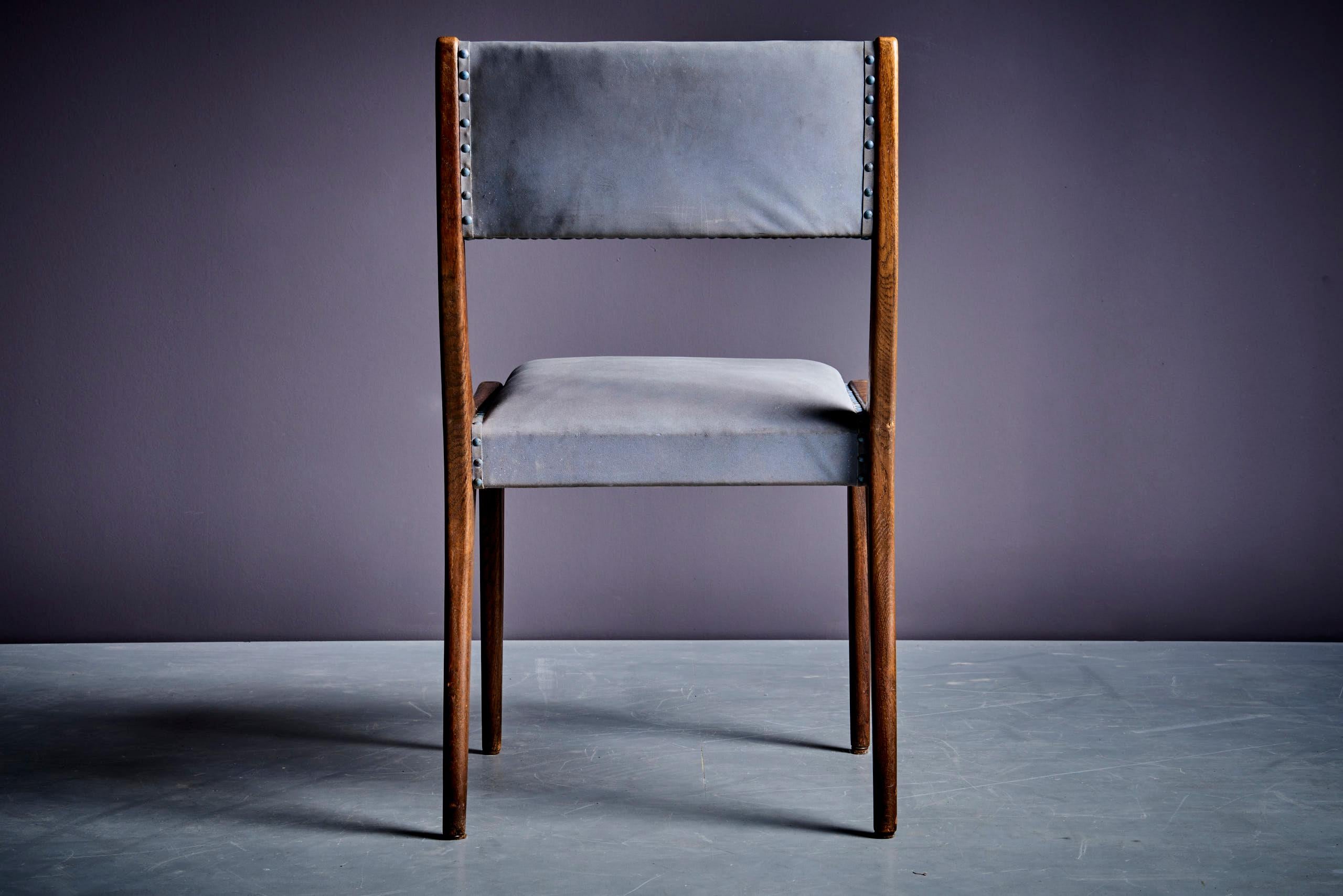 Allemand Ensemble de 6 chaises grises en chêne de Johannes Krahn, intérieur original du Bundestag en vente