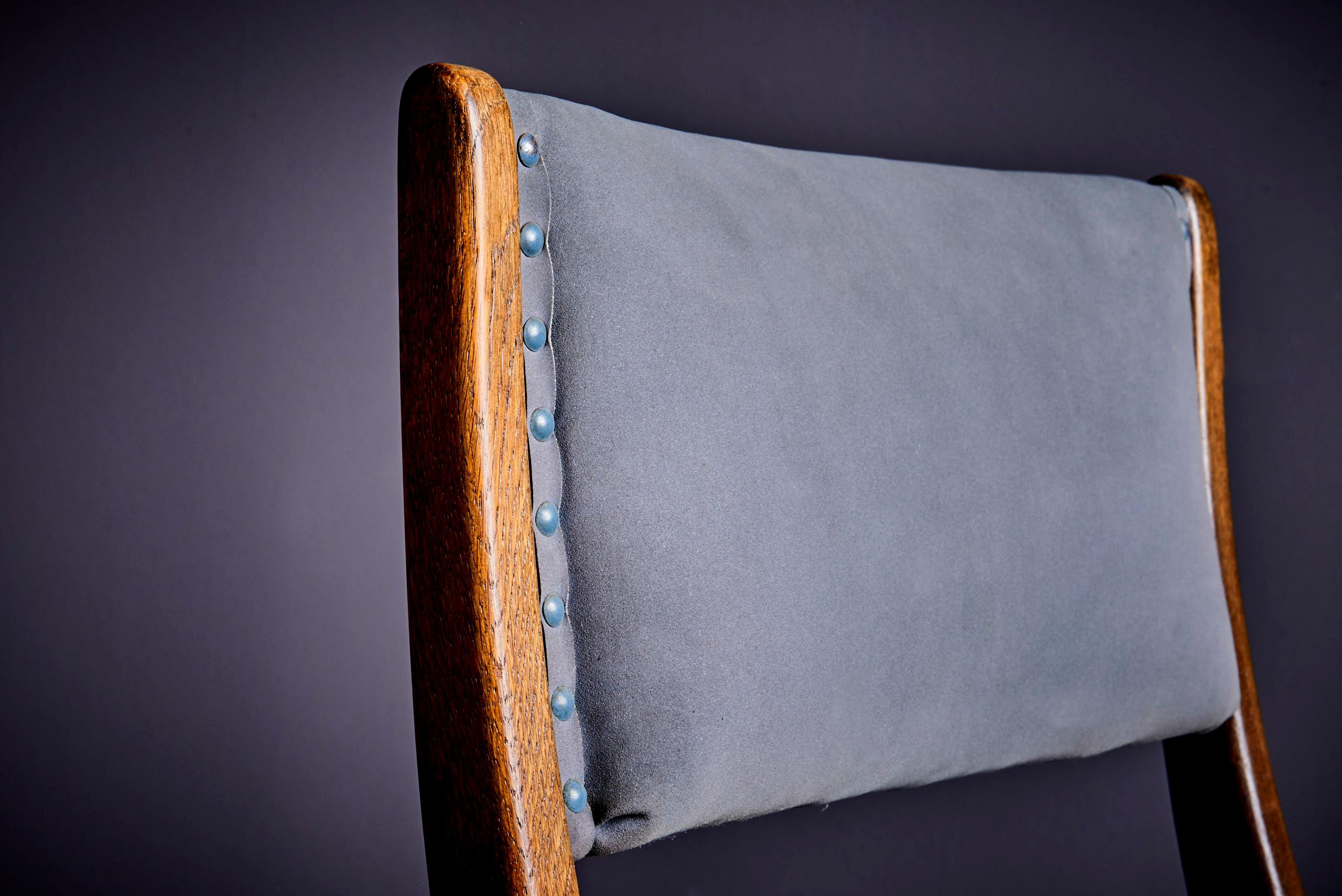 Laiton Ensemble de 6 chaises grises en chêne de Johannes Krahn, intérieur original du Bundestag en vente