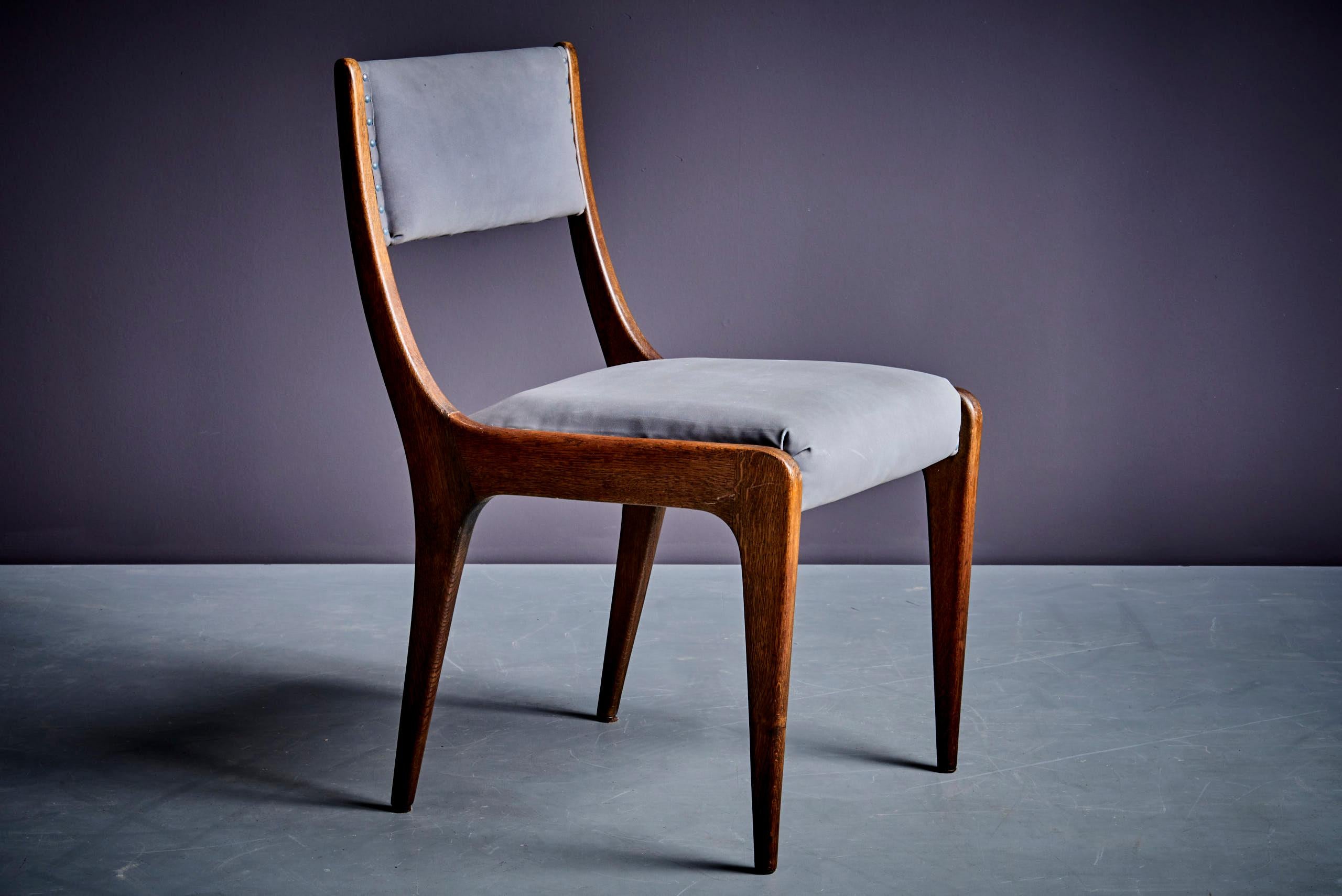 Ensemble de 6 chaises grises en chêne de Johannes Krahn, intérieur original du Bundestag en vente 1