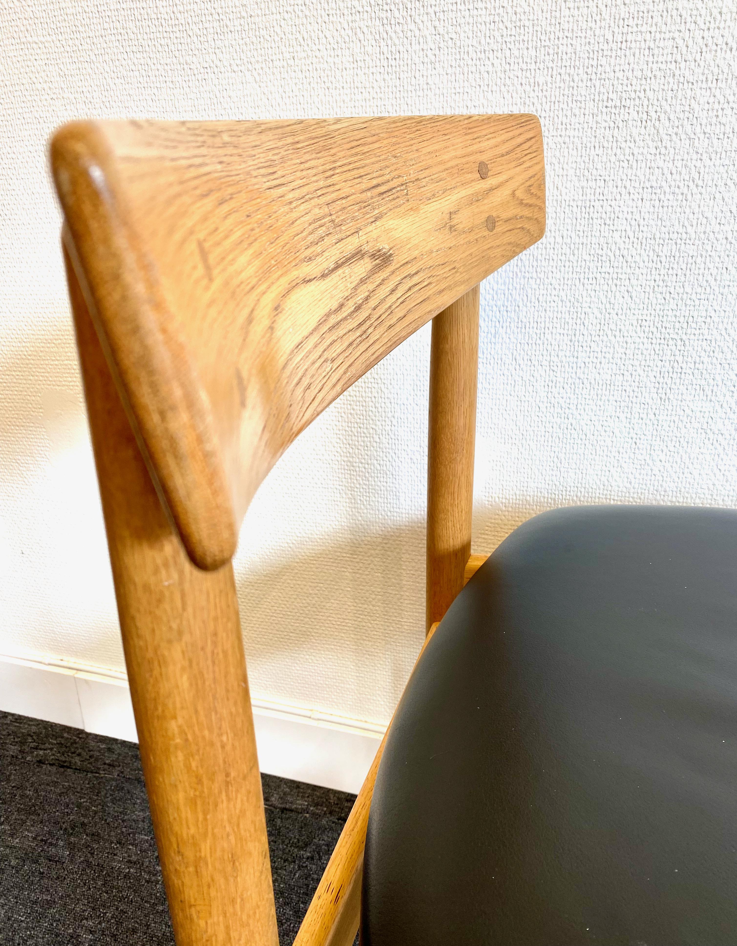 Leather Set of 6 oak Öresund chairs by Börge Mogensen
