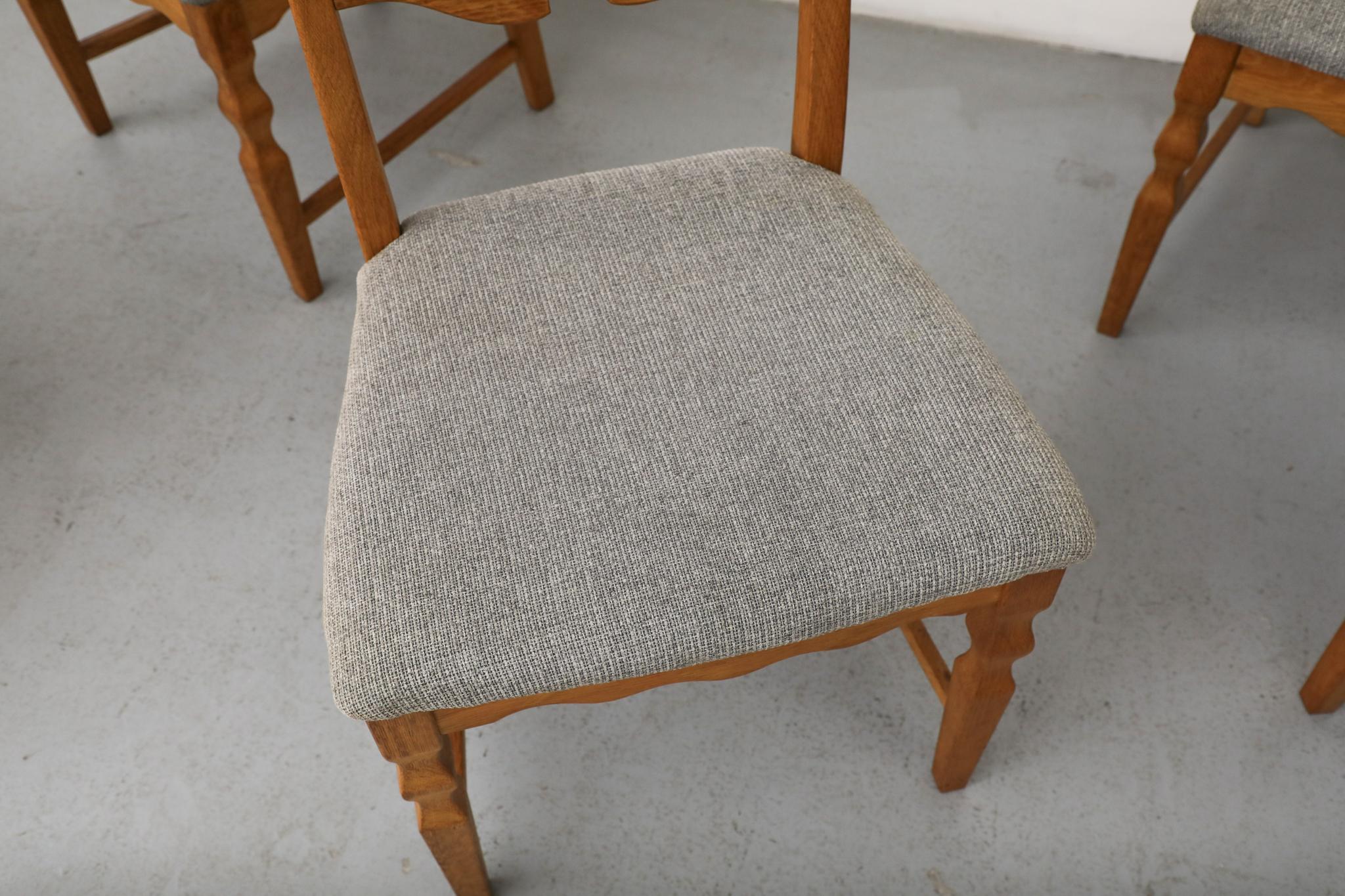 Ensemble de 6 chaises de salle à manger en Oak Oak à dossier rasoir par Henning Kjaernulf en vente 7