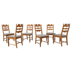 Set of 6 Oak Razor Back Dining Chairs by Henning Kjaernulf