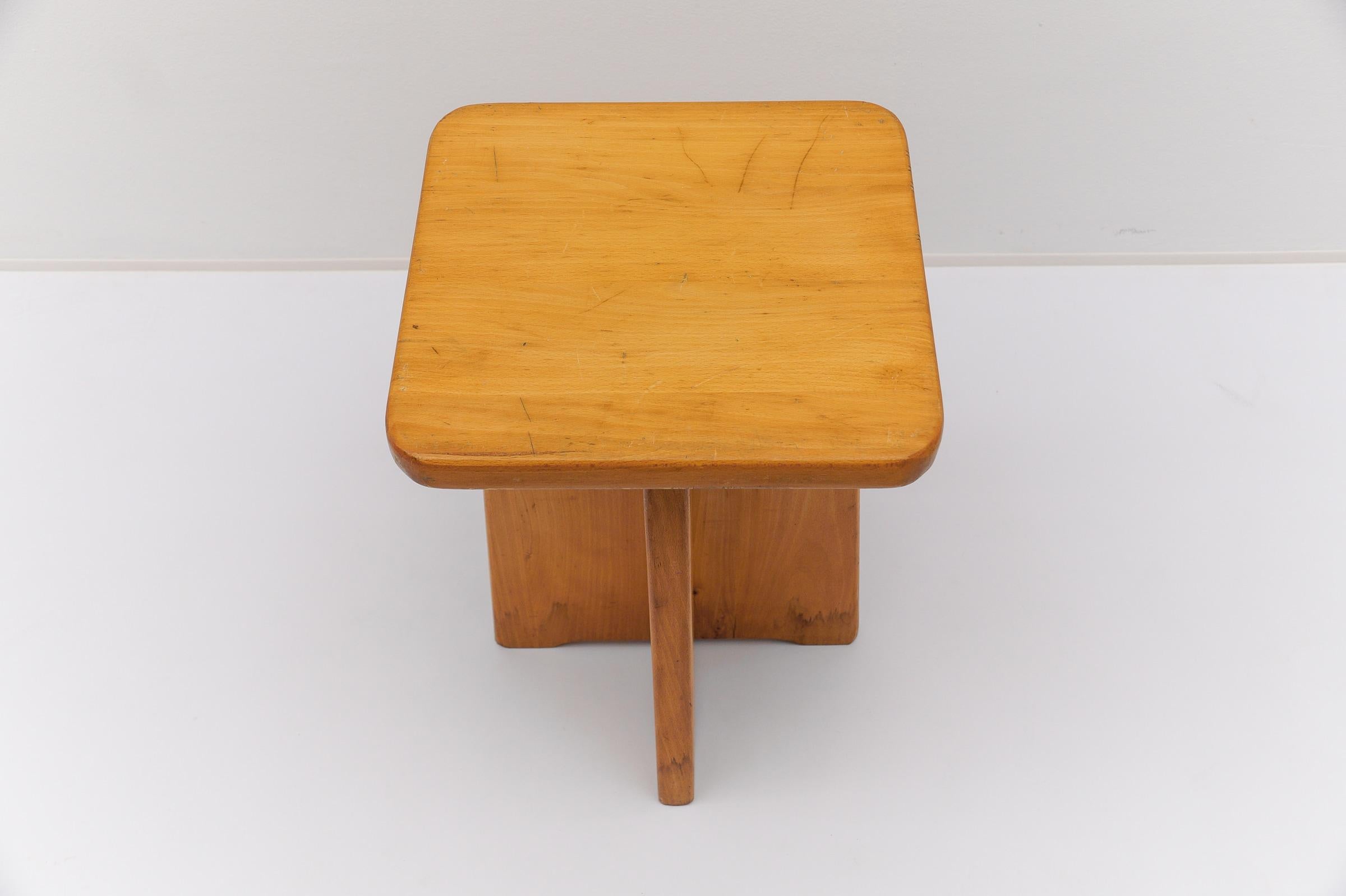 Set of 6 Oak Stools in the Style of Pierre Chapo, France, 1960s For Sale 4