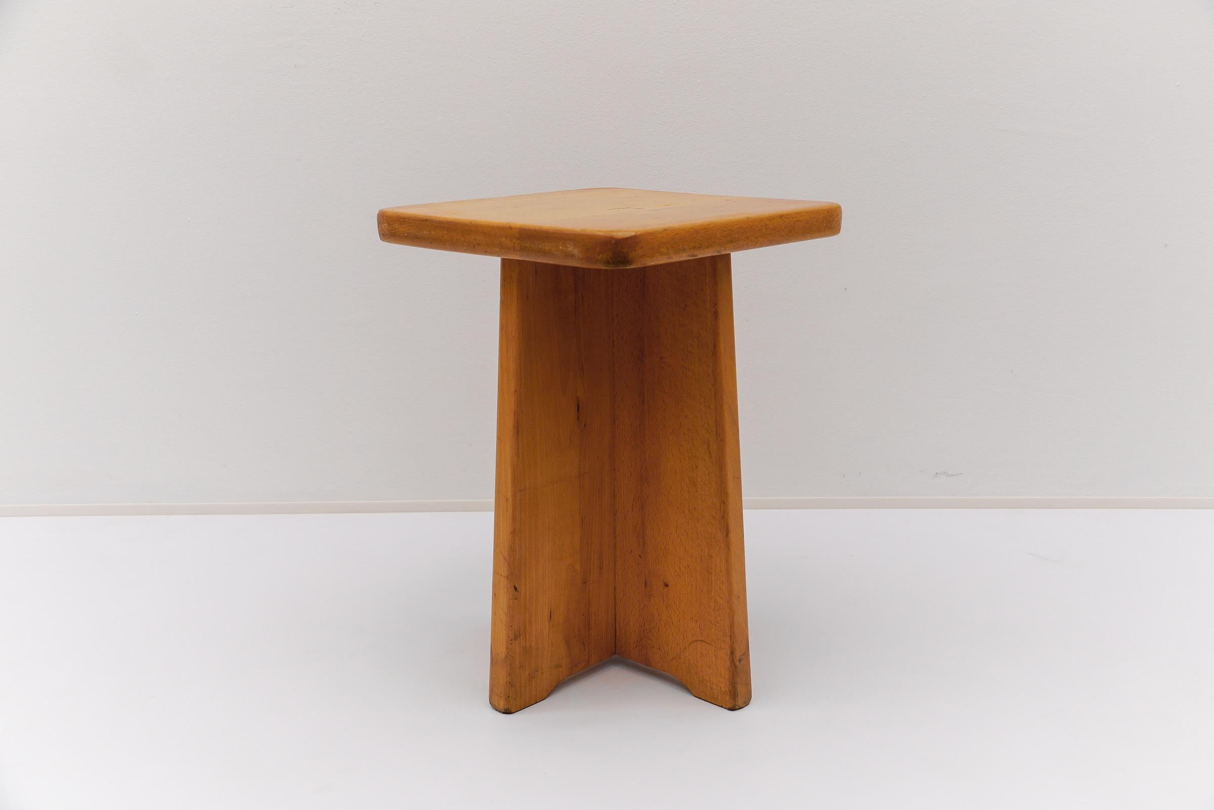 Set of 6 Oak Stools in the Style of Pierre Chapo, France, 1960s For Sale 6